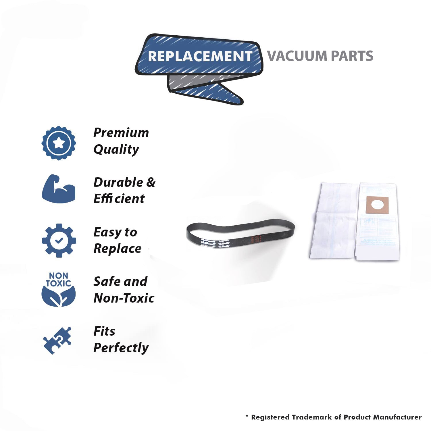 Topvacuumparts Replacement For Hoover Windtunnel Vacuum Cleaner Type Y 3PK Micro Bags, 1PK Belt # 4010100Y, AH20065
