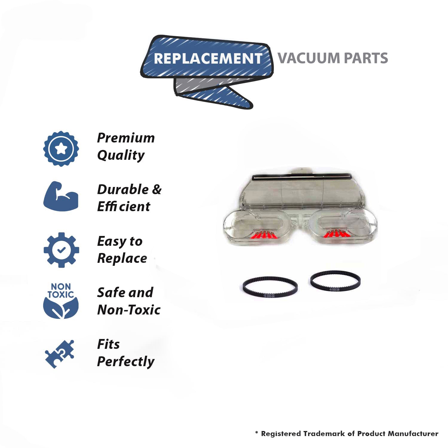 Topvacuumparts Replacement For Bissell Carpet Cleaner Front Nozzle Assembly 1 Right Side & 1 Left Side Geared Belts # 2037649, 18-3303-04, 18-3302-07