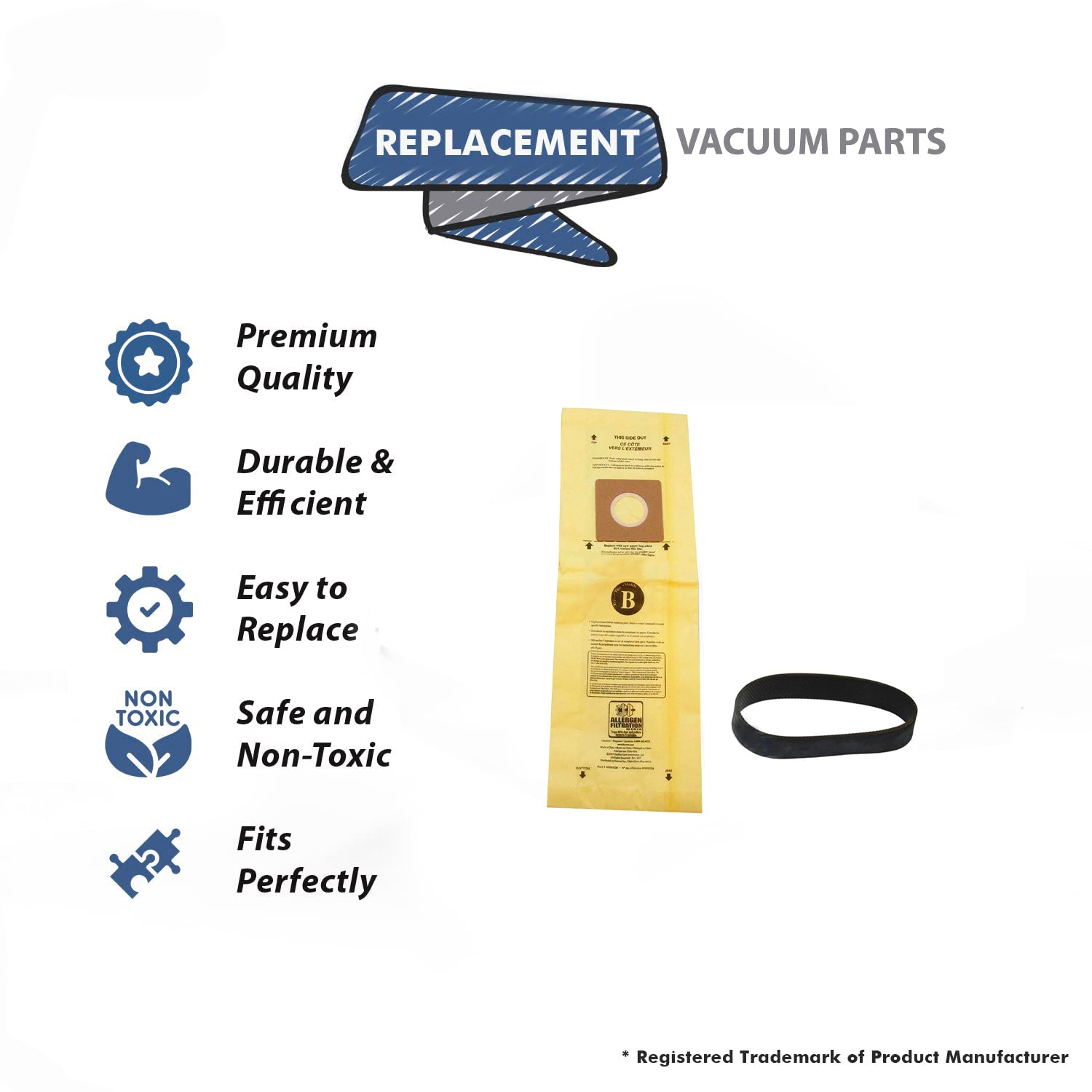 Topvacuumparts Replacement For Hoover C1320 Vacuum 3 Paper Bags & 2 Belts Compare To Part 4010103B, 40201318