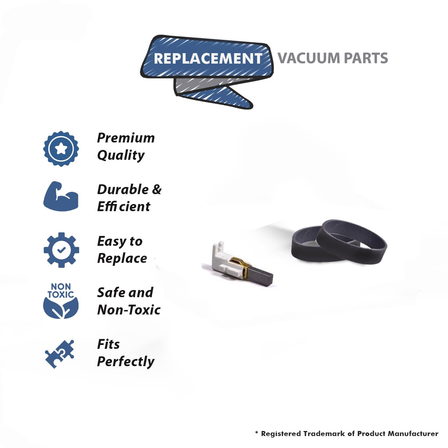 Topvacuumparts Replacement For Kirby G3 Vacuum Carbon Brush and 2 Belts Compare to Part 107110A, 301291S