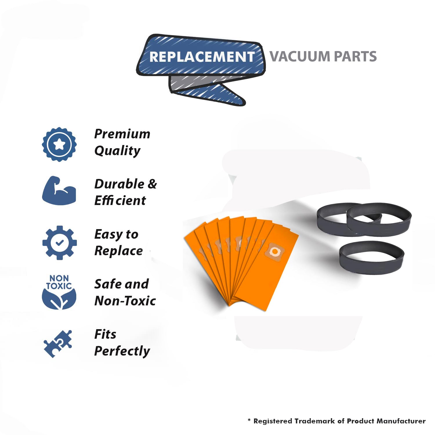 Topvacuumparts Replacement For 9 Kirby Vacuum Bags 3 Belts # compare to part 197394A, 301291S