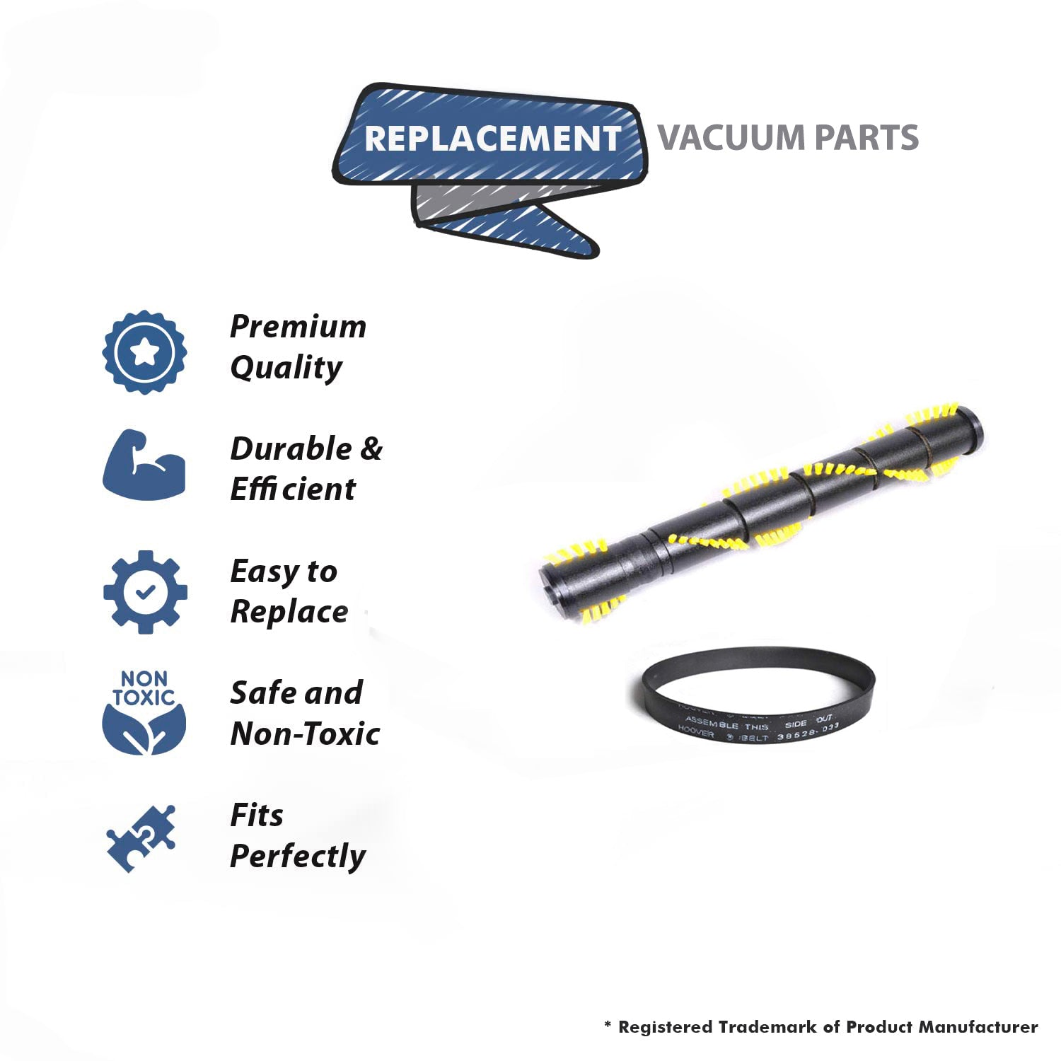 Topvacuumparts Replacement For Hoover WindTunnel Bagless Upright Vacuum Cleaner 15 inch Roller Brush and 1 Belt Compare to Part H601, 38528033