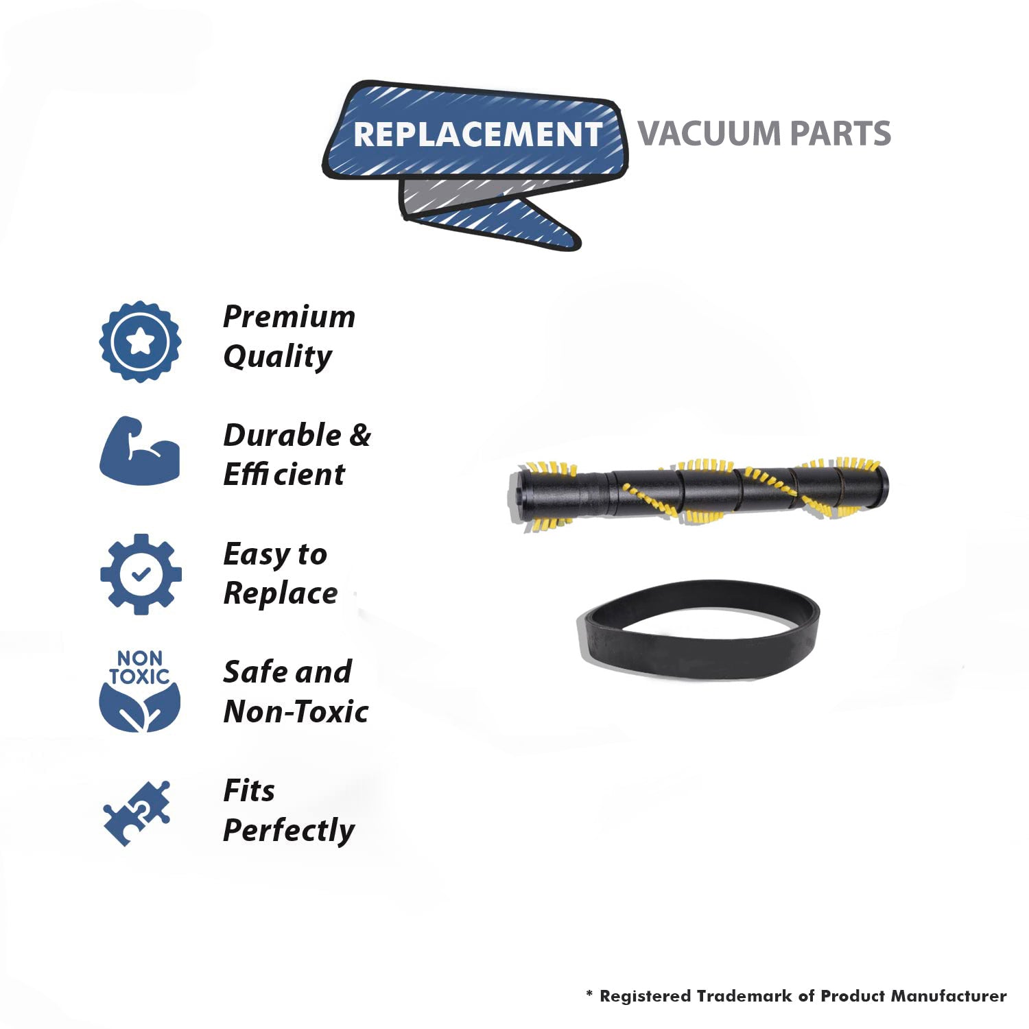Topvacuumparts Replacement For Hoover C1660900 Vacuum 1 Roller Brush & 1 Belt Compare to Part H601, 17386