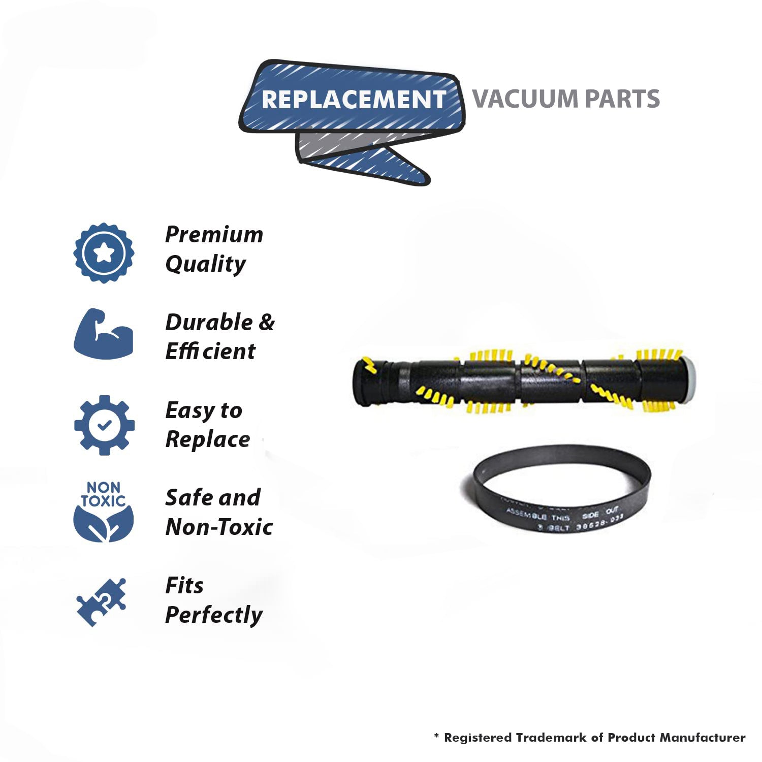 Topvacuumparts Replacement For Hoover U5347900 Vacuum 1 Brushroll & 1 Belt Compare To Part H501, 38528033