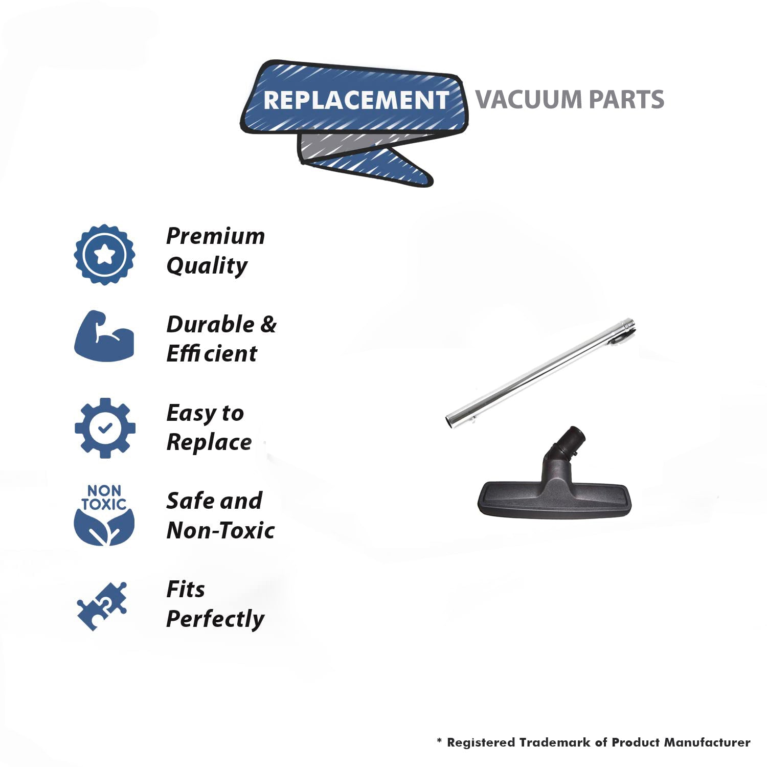 Topvacuumparts For Hoover Canister hard surface 1 Floor Brush With 1 Chrome straight wand, 40 1503 64, 43453027