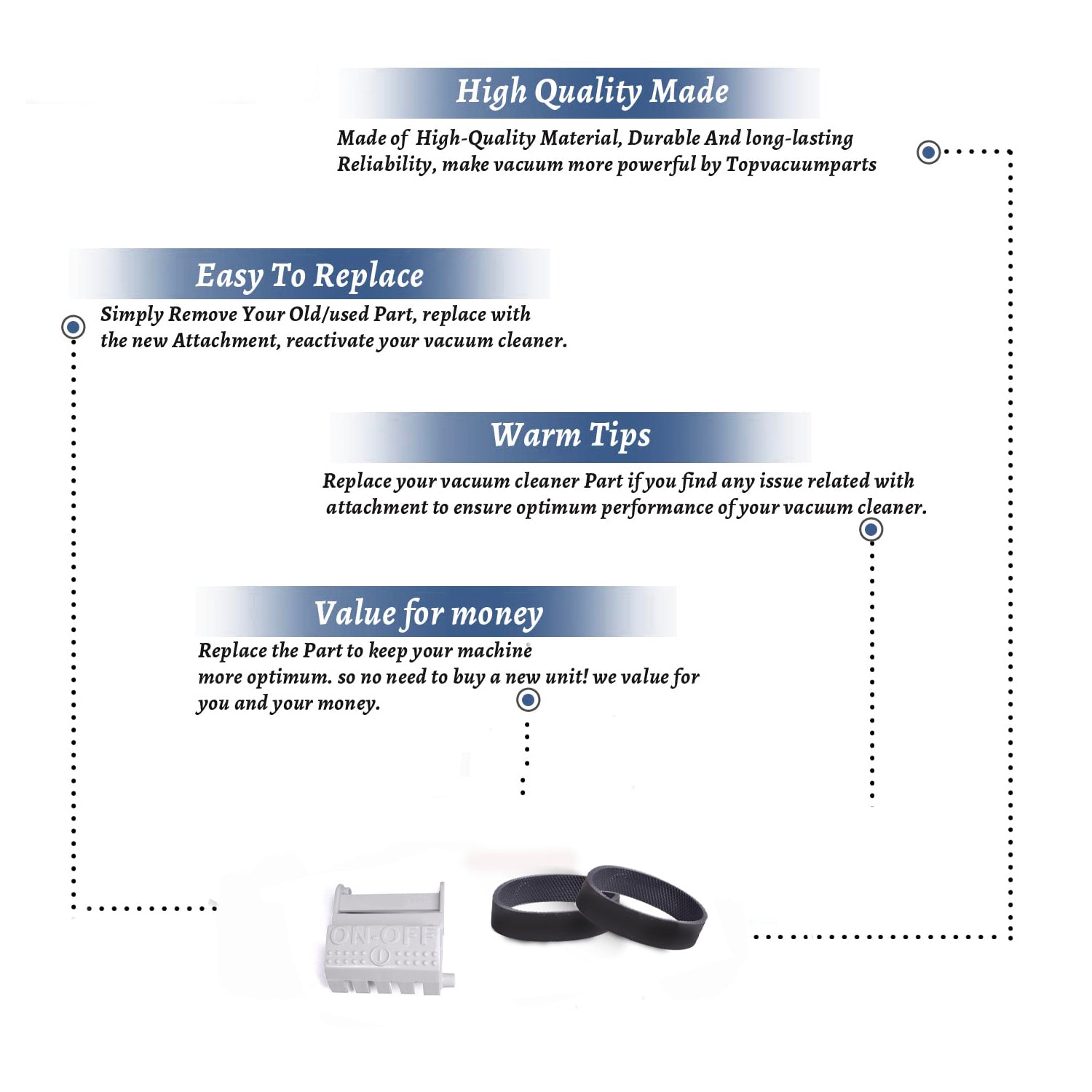 Topvacuumparts Replacement For Kirby G3 Powder Gray Foot Pedal with 2 Belt Compare to Part 110389, 301289S