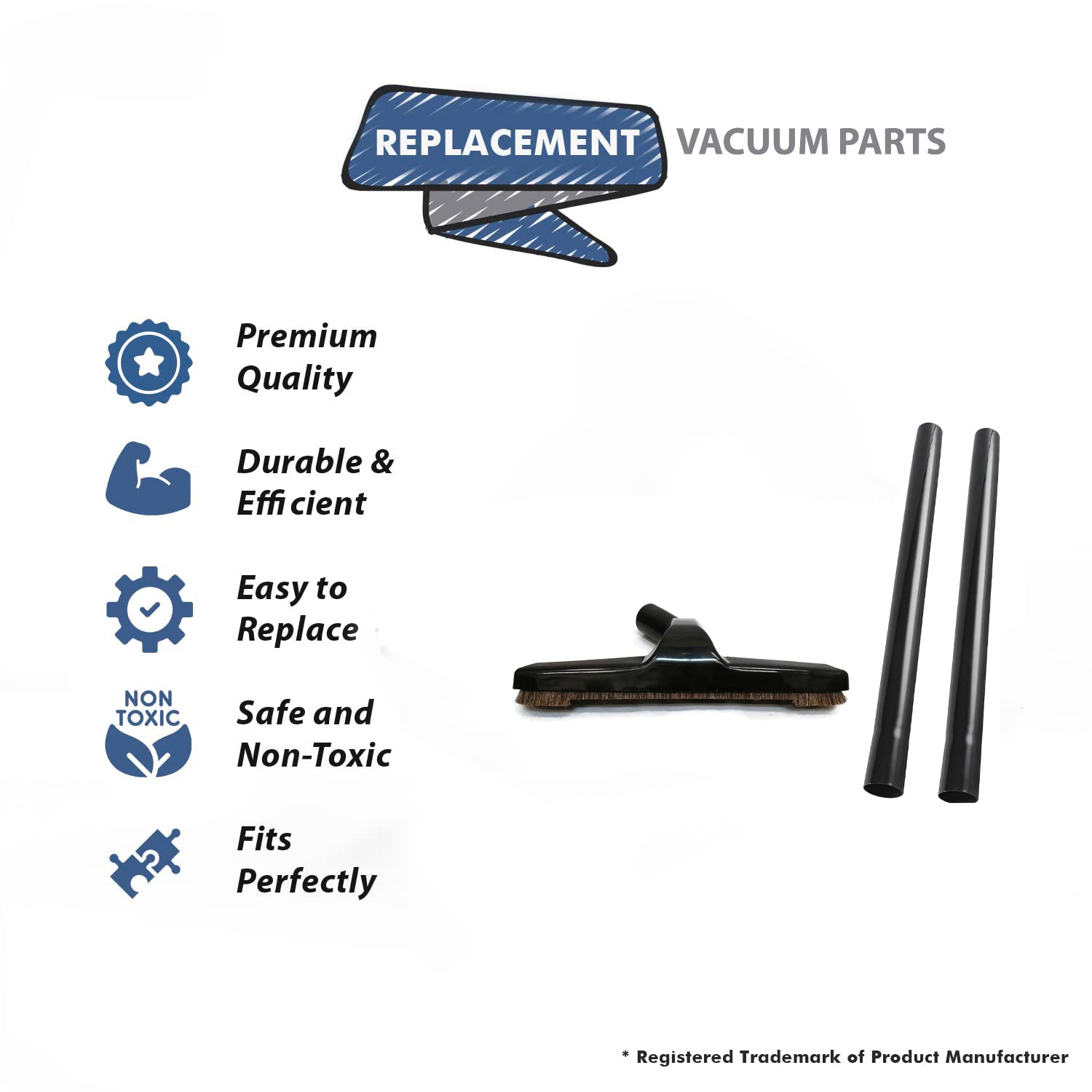 Topvacuumparts Replacement For 1 Hardwood Floor Brush with 2 Extension Wands Wide With 1.25 Inch Diameter # 32-1517-64, 32-1942-69