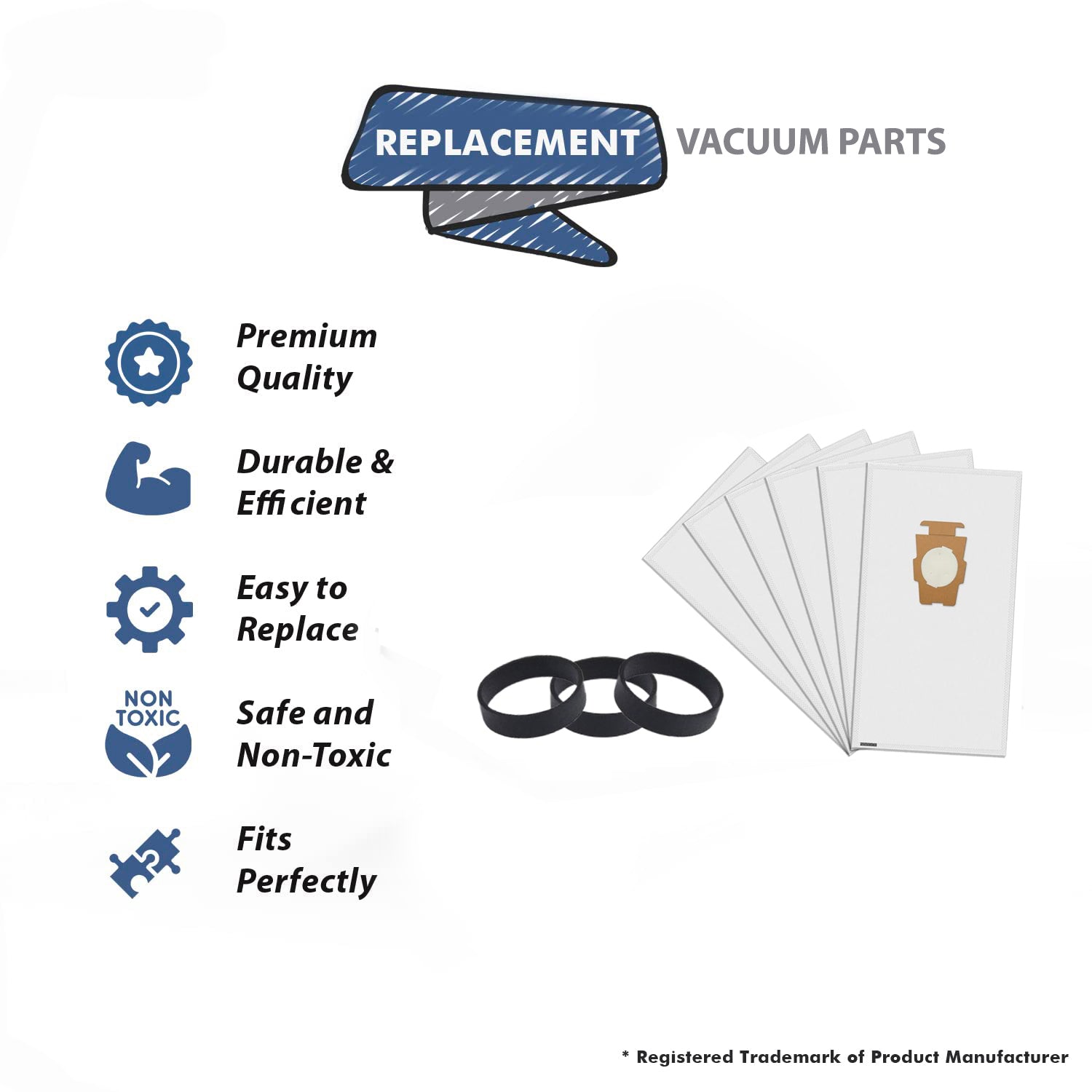 Topvacuumparts Replacement For Kirby Type F Vacuum Universal 6 Bags 3Belts Compare To Part 204811G, 301291S