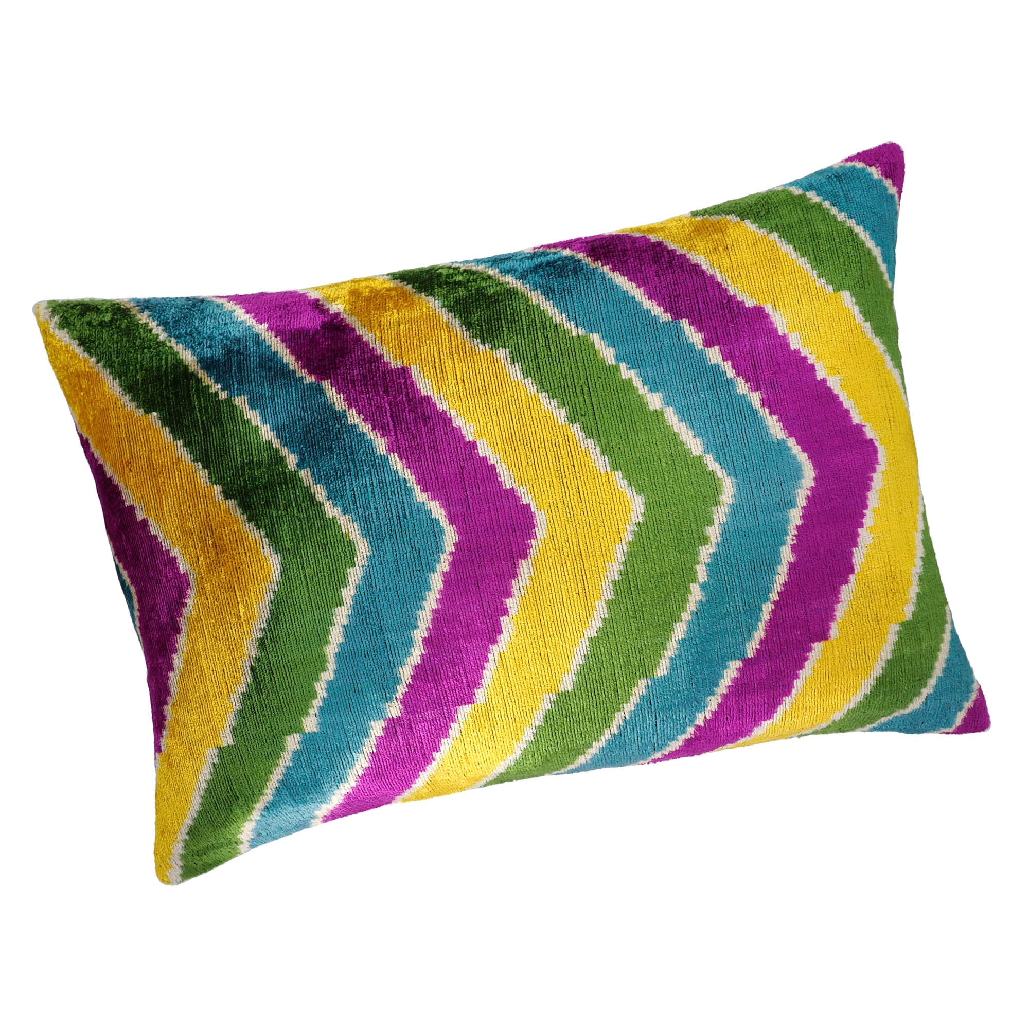 Copacabana Silk Velvet Ikat Throw Pillow Cover 16 X 24