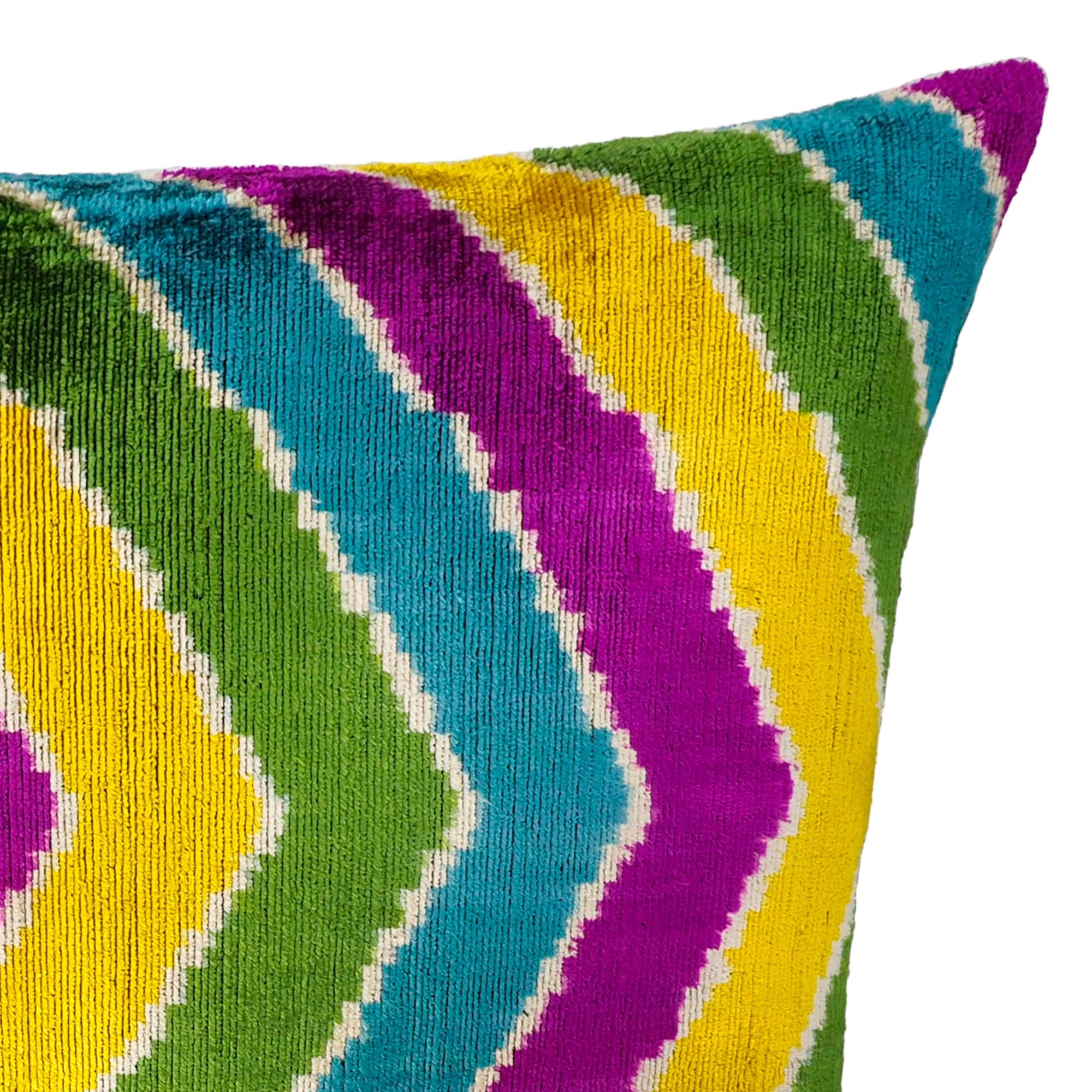 Copacabana Silk Velvet Ikat Throw Pillow Cover 16 X 24