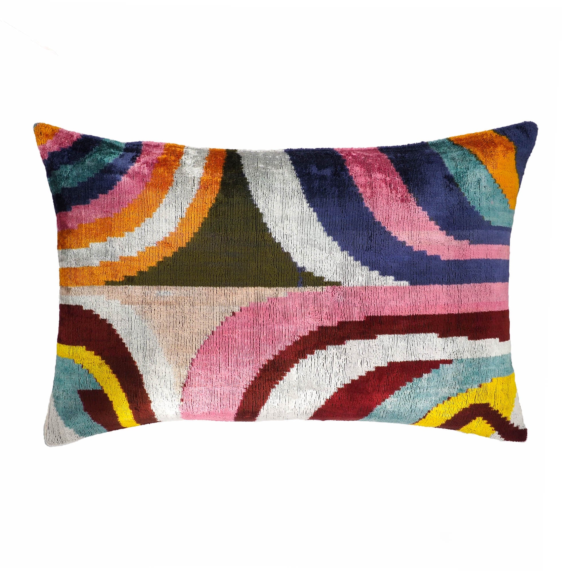 Dandy  Silk Velvet Ikat Throw Pillow Cover, 16 x 24