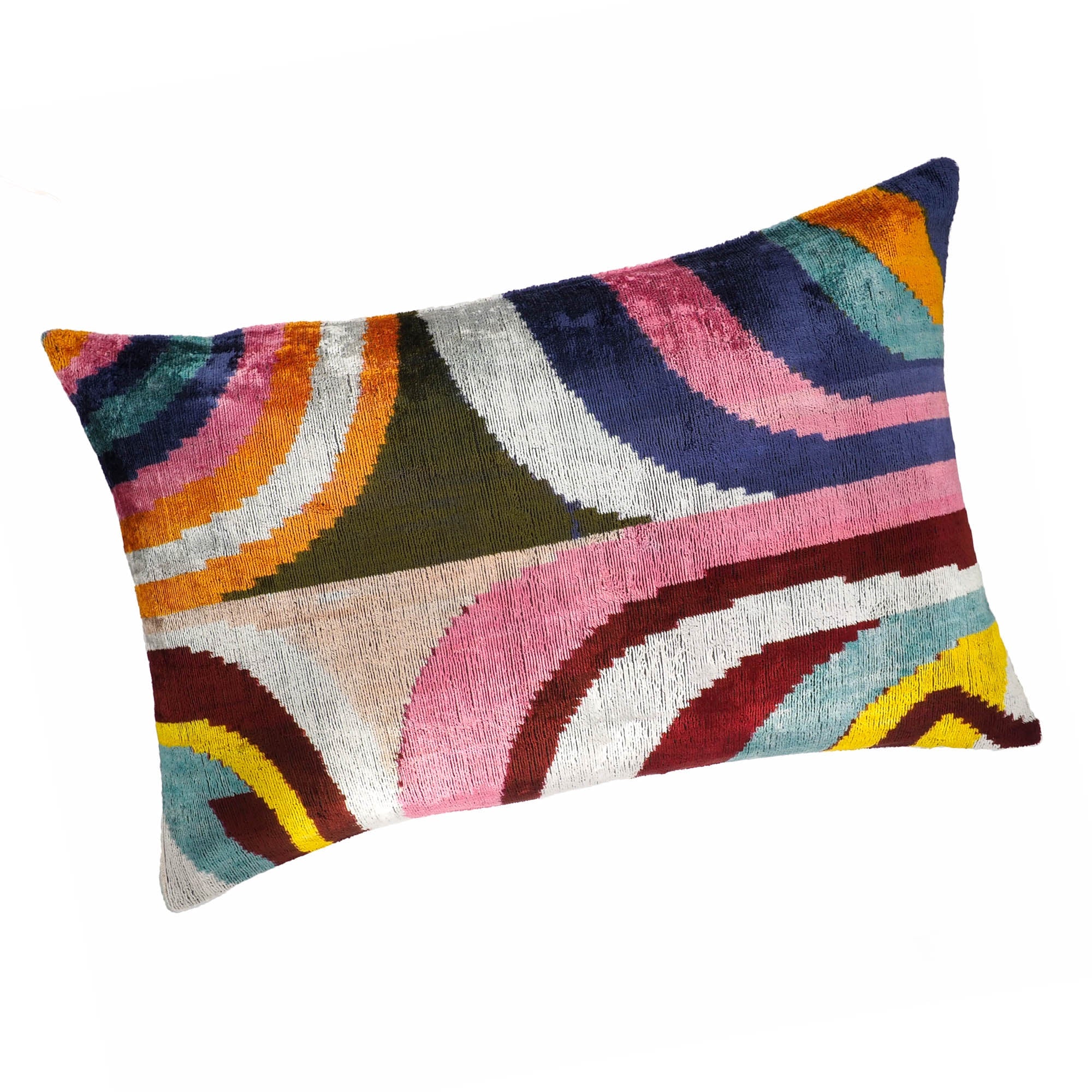 Dandy  Silk Velvet Ikat Throw Pillow Cover, 16 x 24
