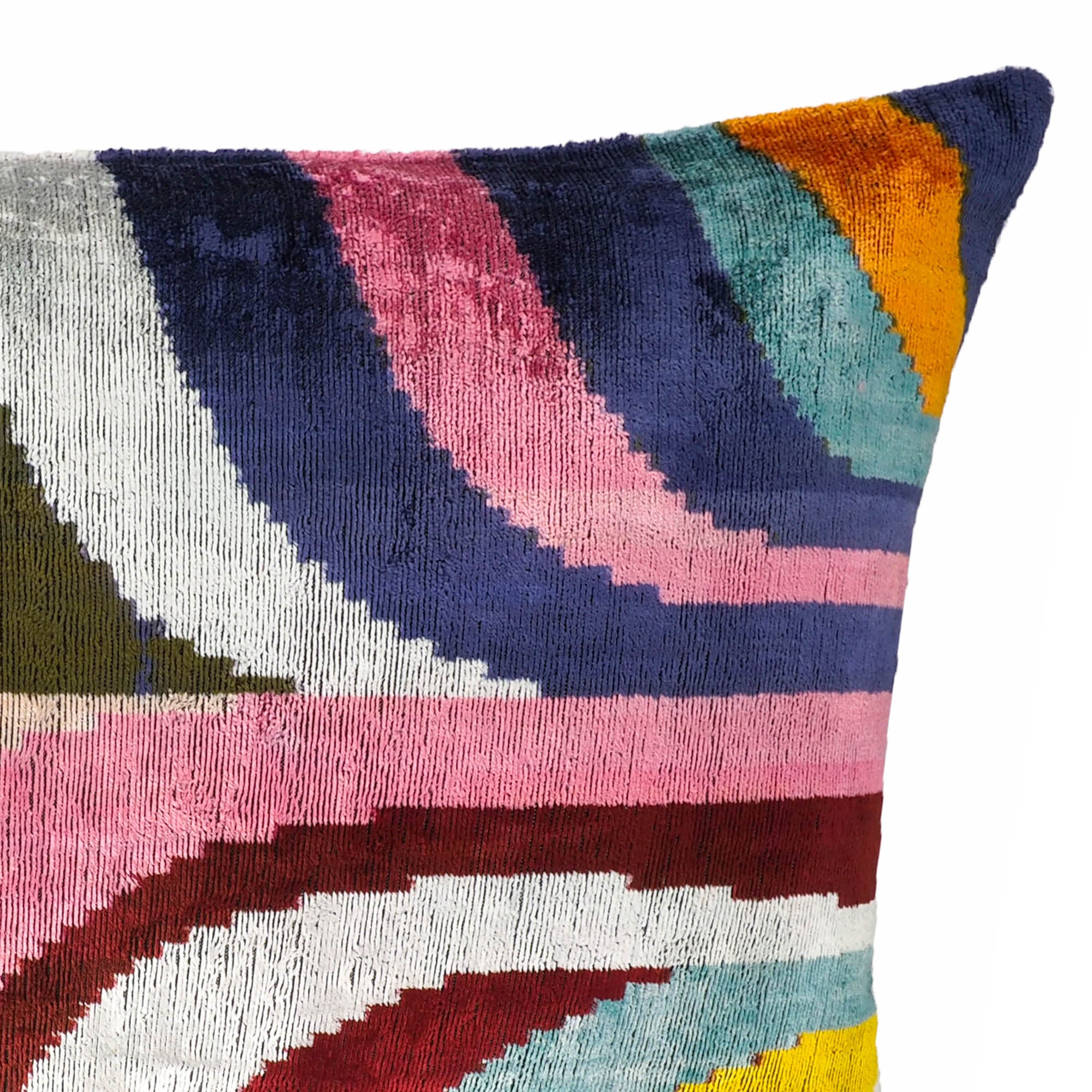 Dandy  Silk Velvet Ikat Throw Pillow Cover, 16 x 24