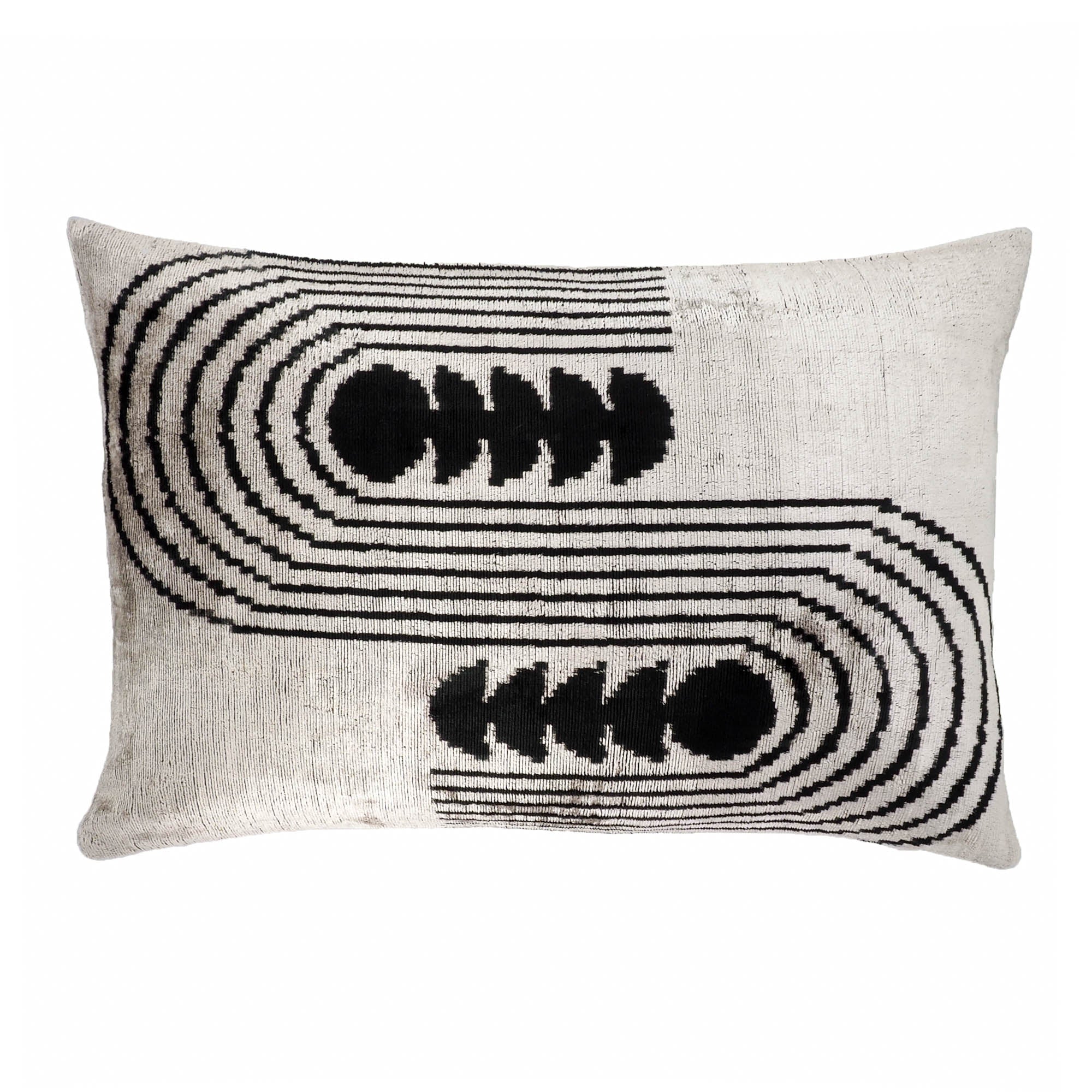 Art Deco Silk Velvet Ikat Throw Pillow Cover, 16 x 24
