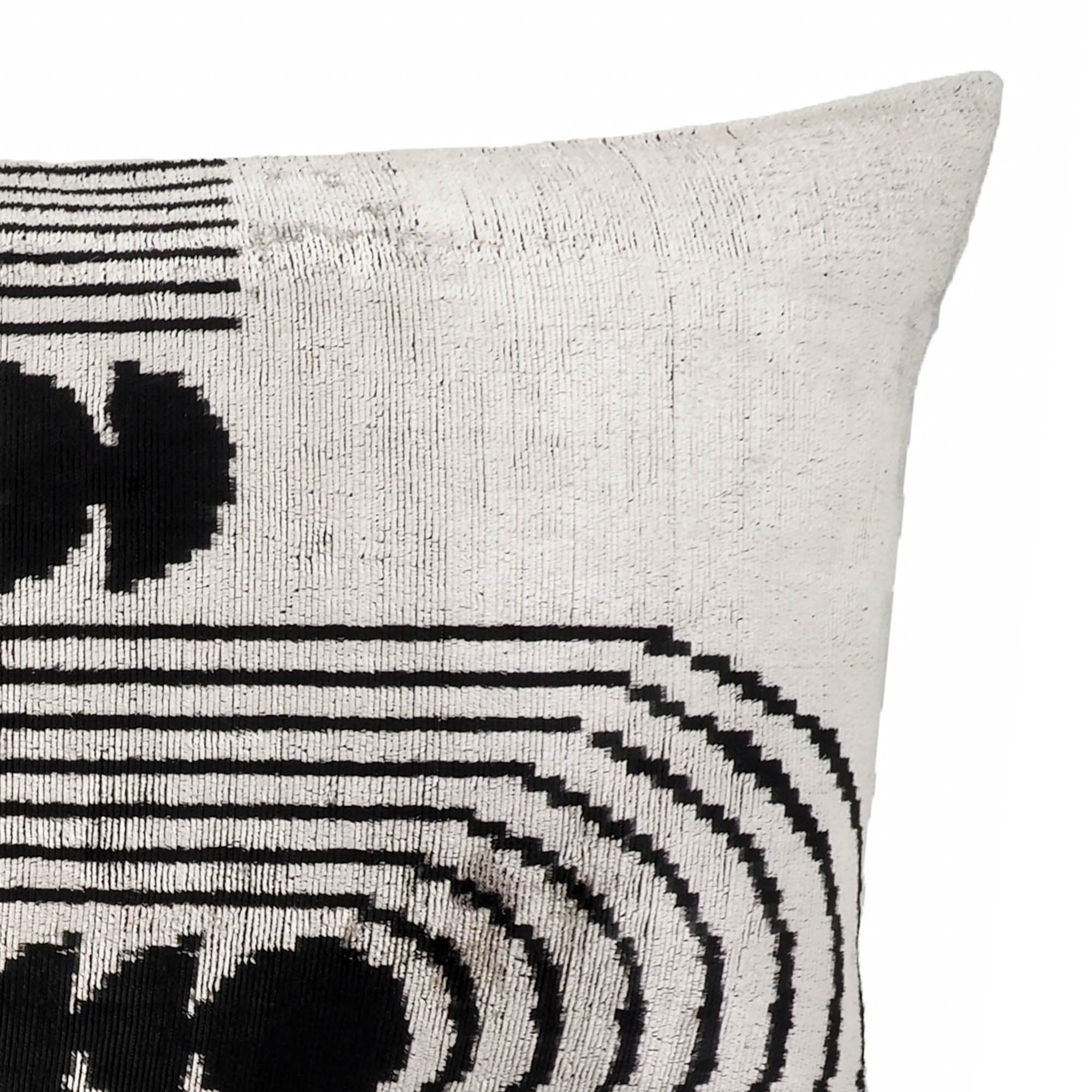 Art Deco Silk Velvet Ikat Throw Pillow Cover, 16 x 24