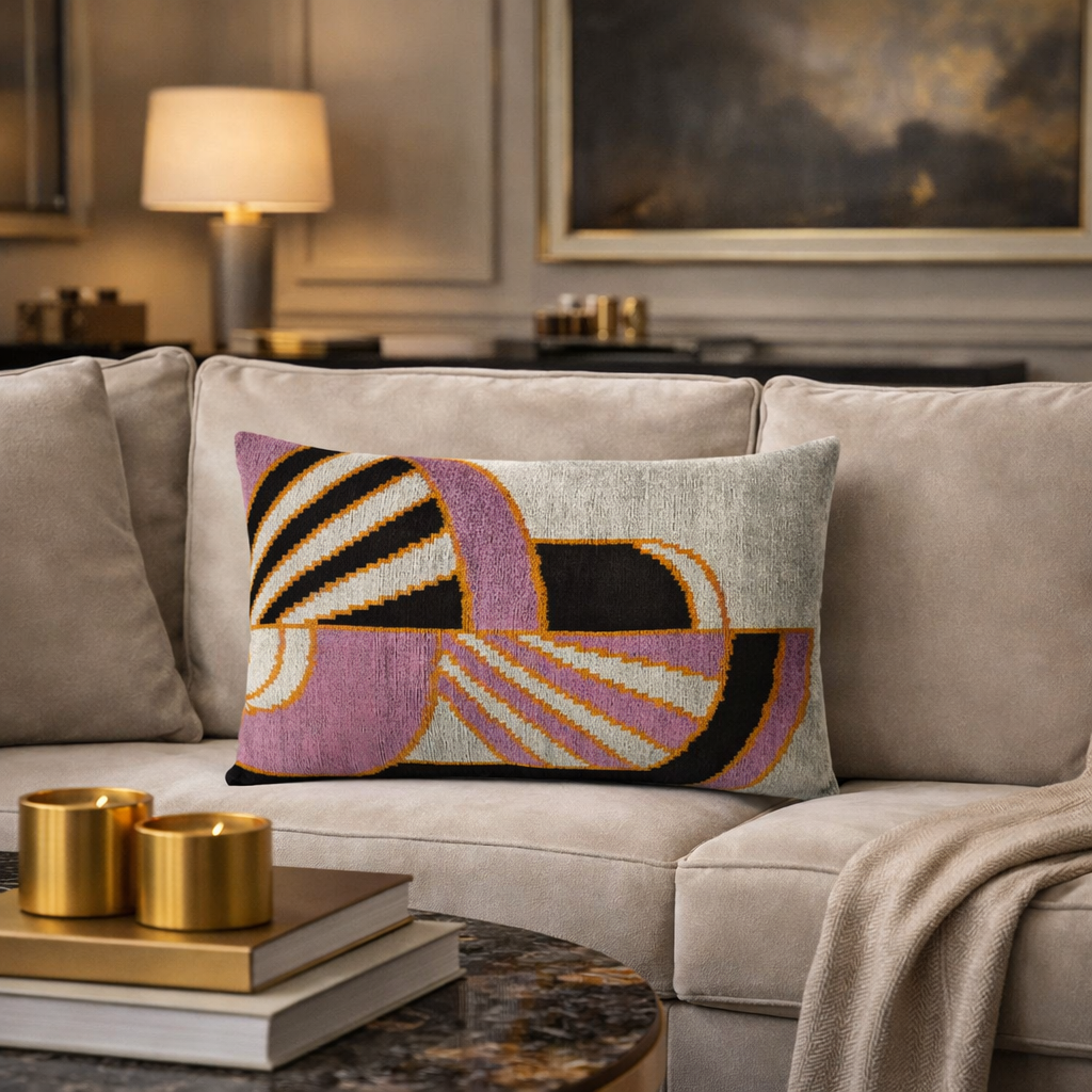 Deco Silk Velvet Ikat Throw Pillow Cover 16 X 24