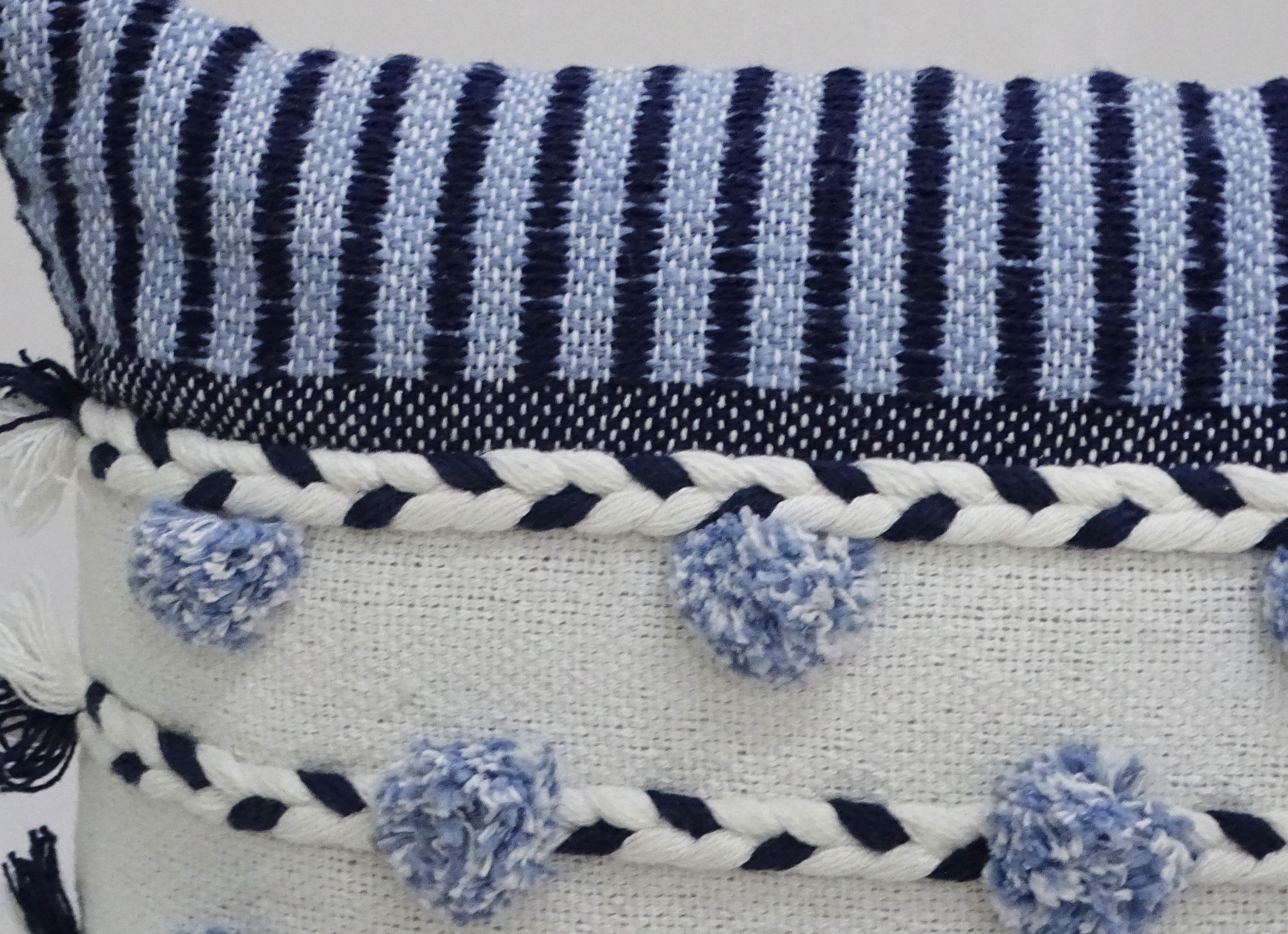 Striped Throw Pillow with Braid and Tassels 14