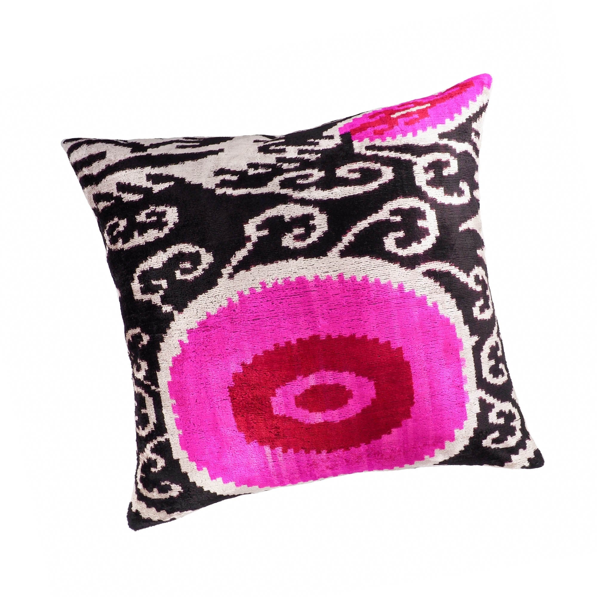Dogon Silk Velvet Ikat Throw Pillow Cover, 20 x 20