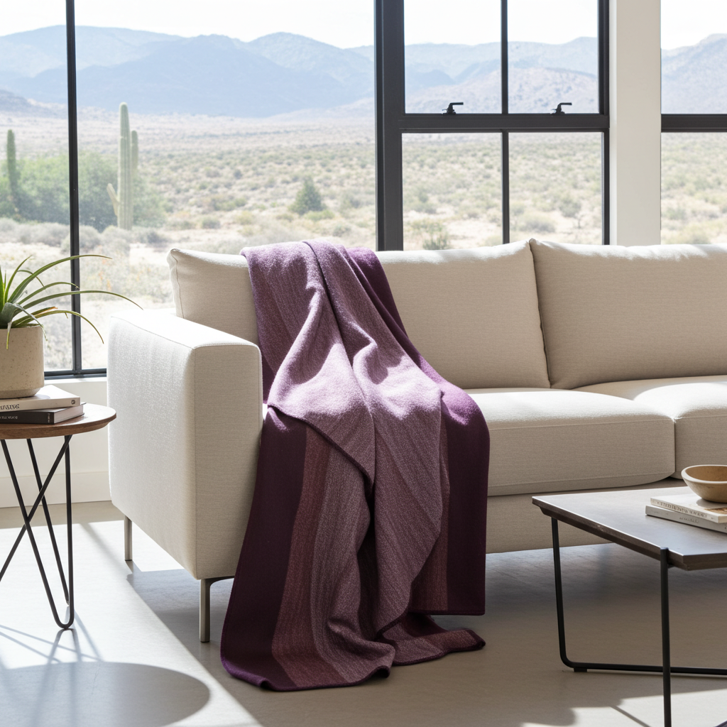 Alpaca Throw Blanket Handwoven From Ecuador -  Deep Purples - Nawi Collection