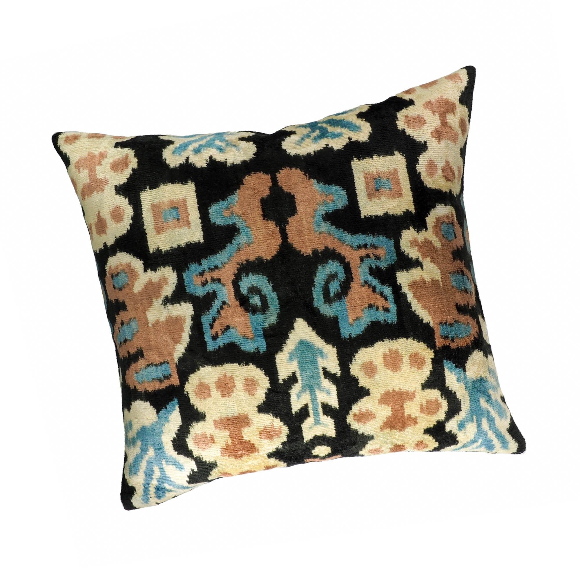 Eden Silk Velvet Ikat Throw Pillow Cover, 20 x 20