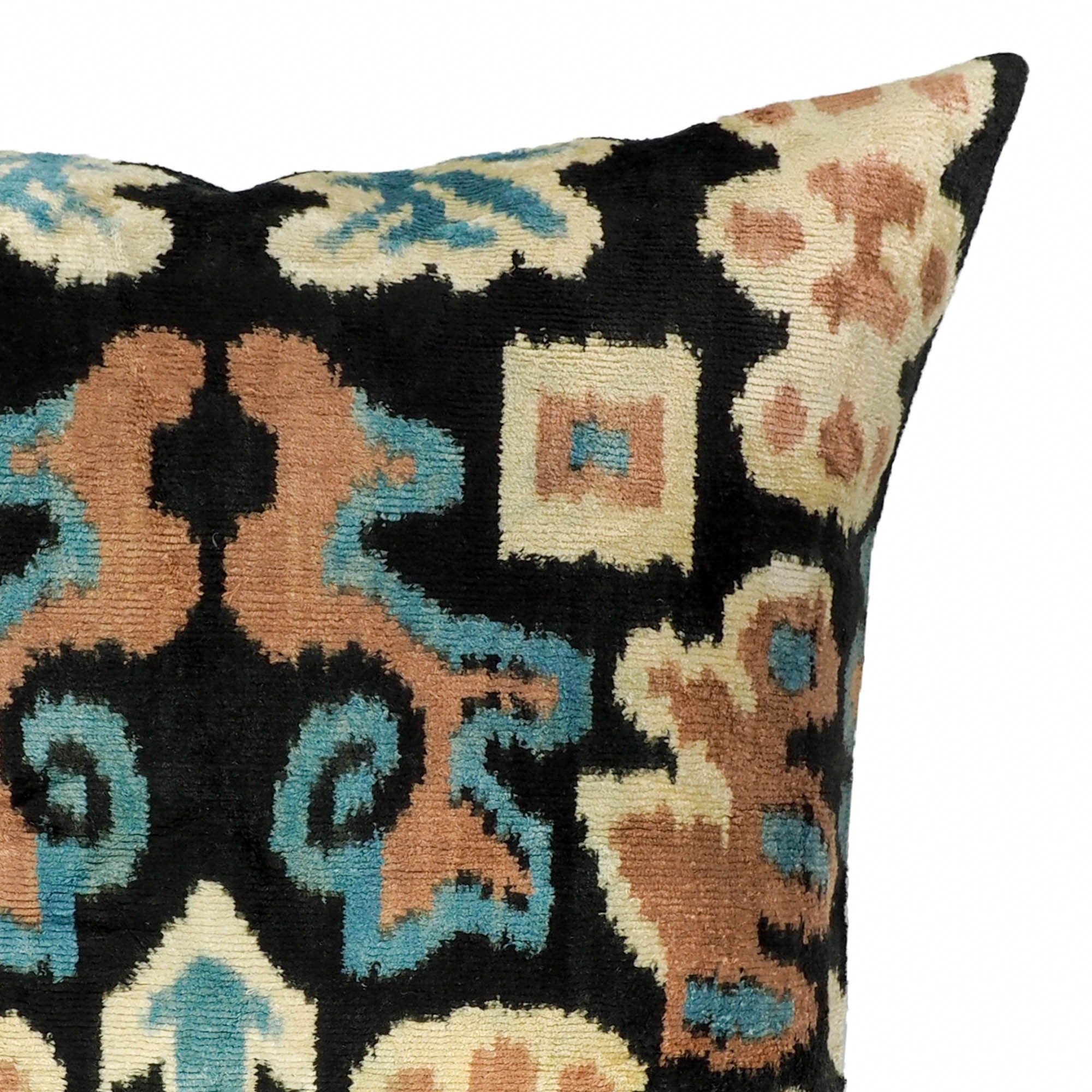 Eden Silk Velvet Ikat Throw Pillow Cover, 20 x 20