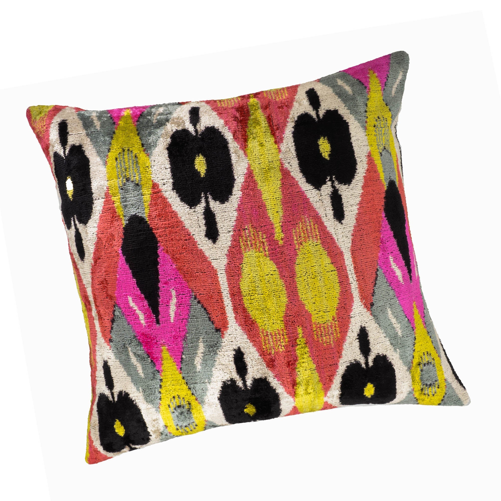 Euphora Silk Velvet Ikat Pillow Cover, 24 x 24