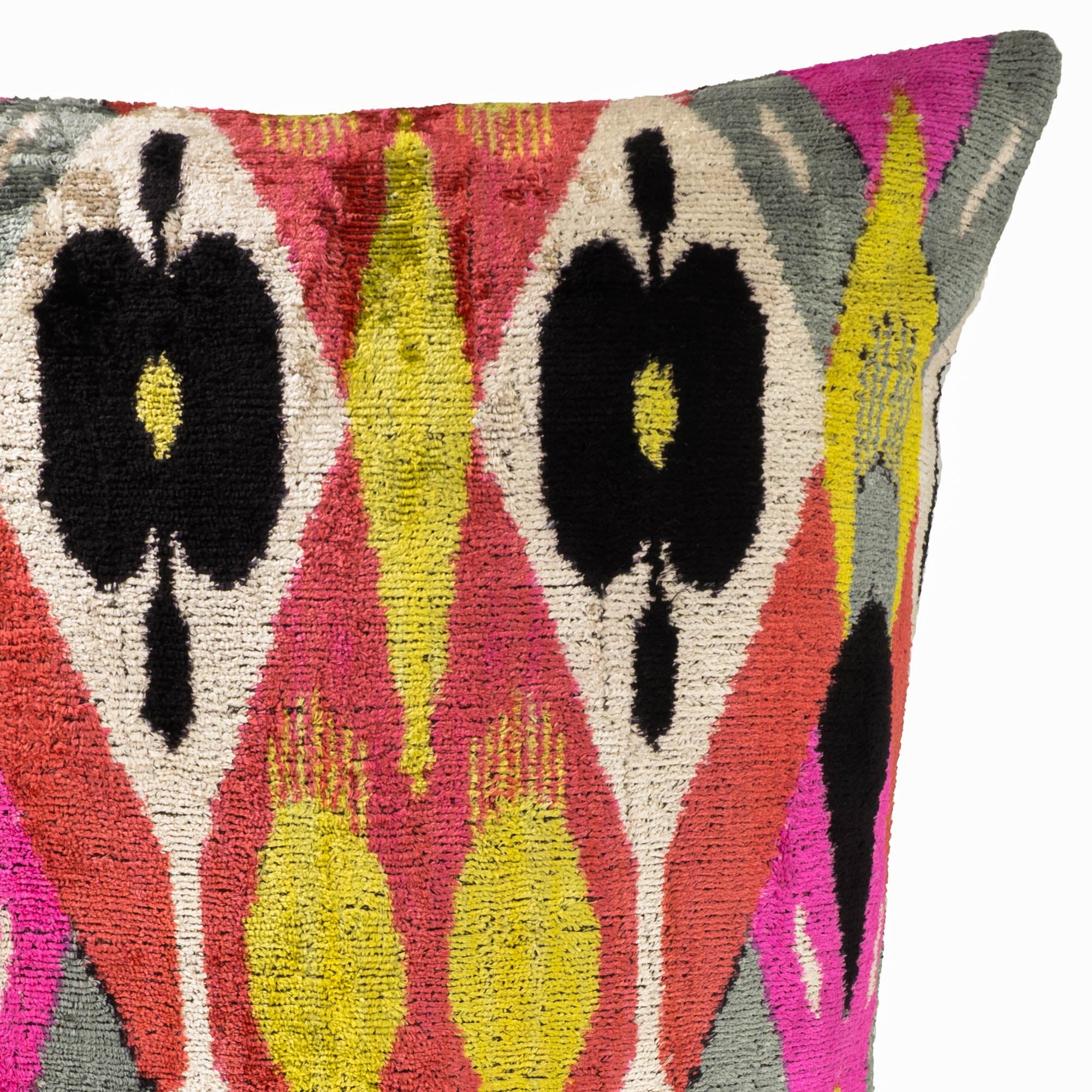 Euphora Silk Velvet Ikat Pillow Cover, 24 x 24