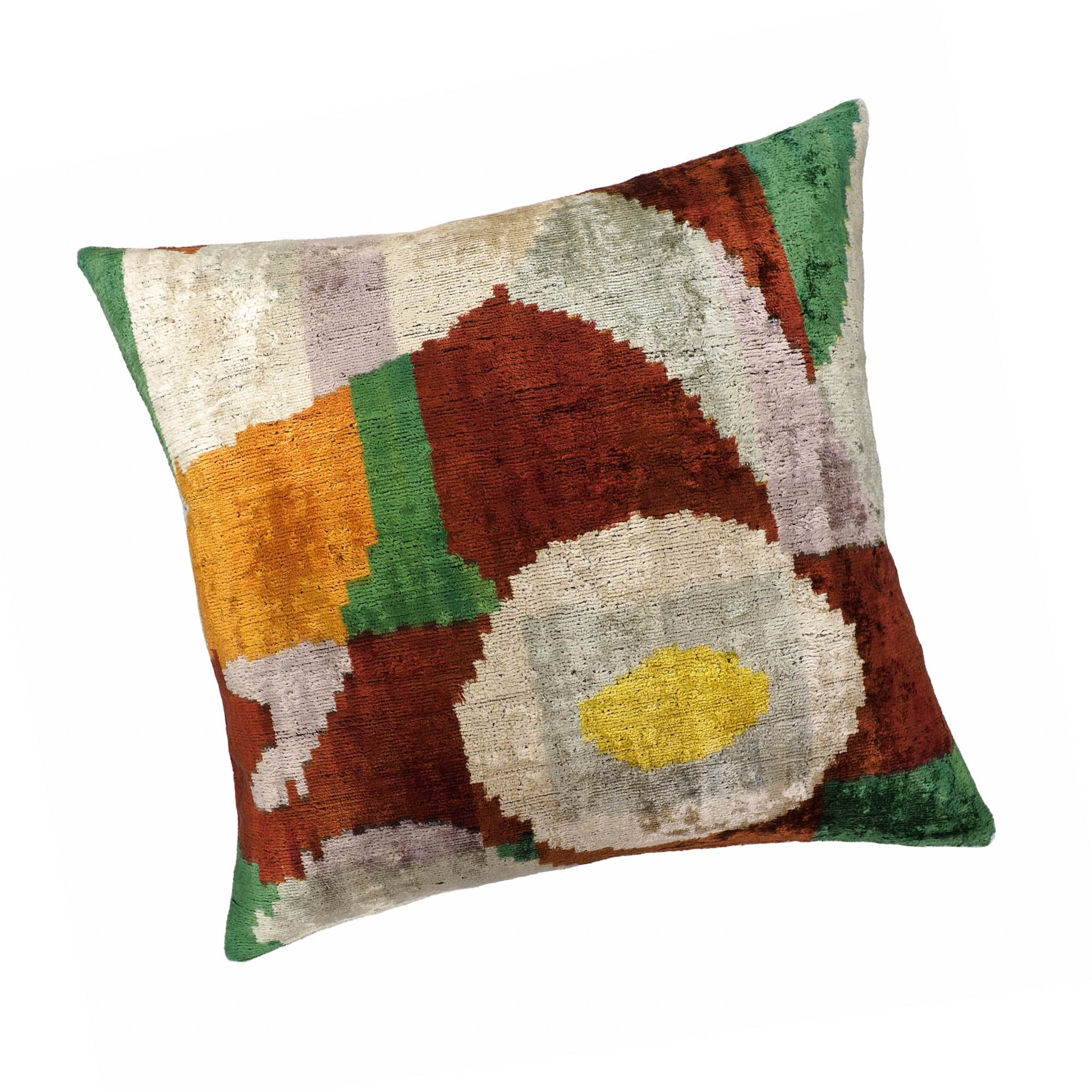 Everglades Silk Velvet Ikat Throw Pillow Cover, 20 x 20