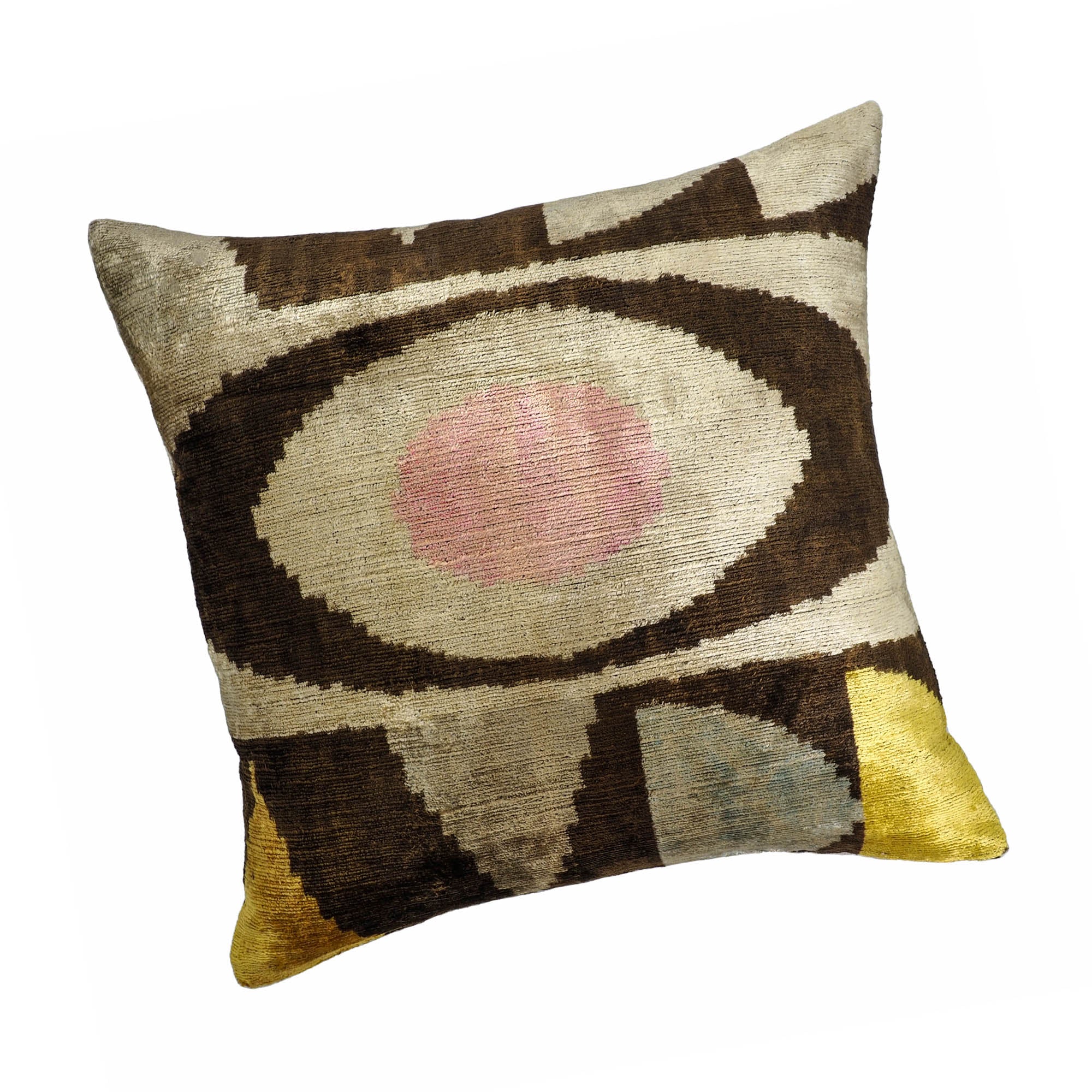 Eye of Ra 2 Silk Velvet Ikat Pillow Cover, 20 x 20