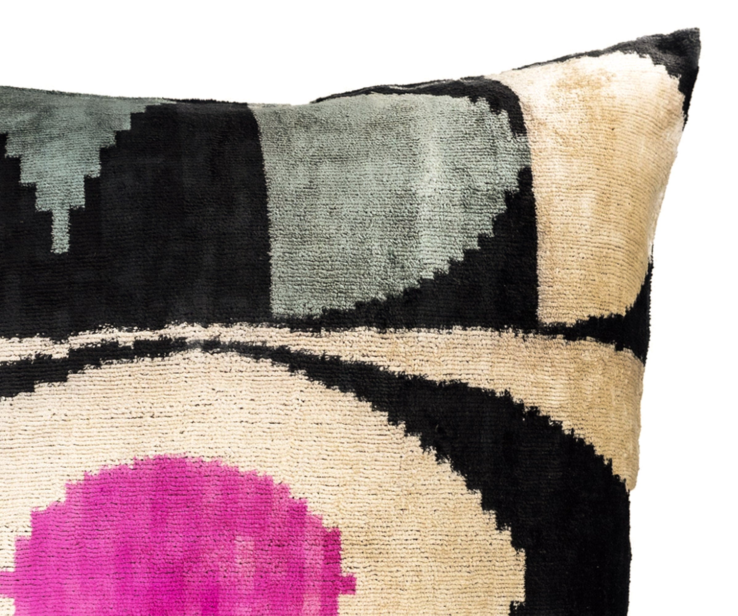 Eye of Ra Silk Velvet Ikat Throw Pillow Cover 24 X 24