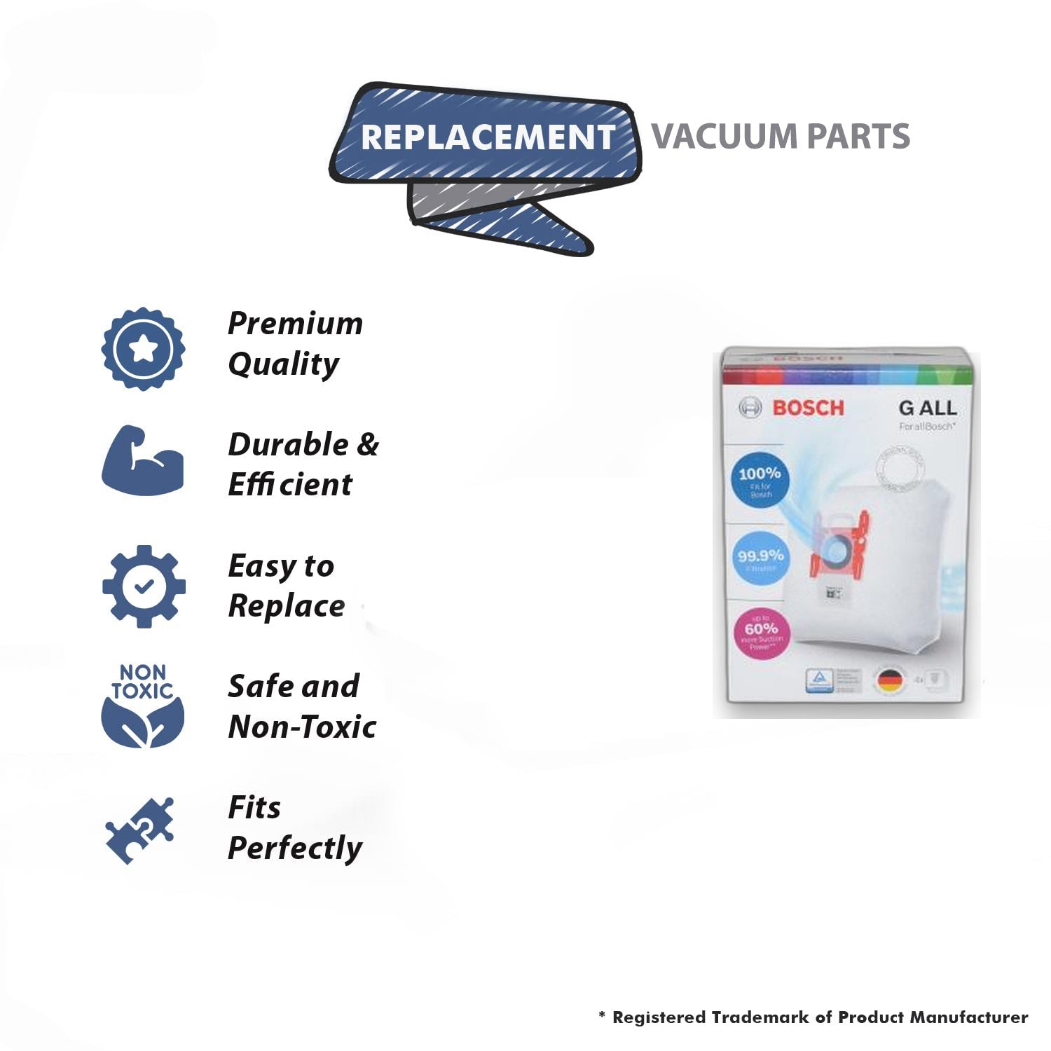 Topvacuumparts Replacement Part For BO-14000, Vacuum Cleaner Type-G Micro Compact Formula Paper Bags 4Pk # compare to part 17003048