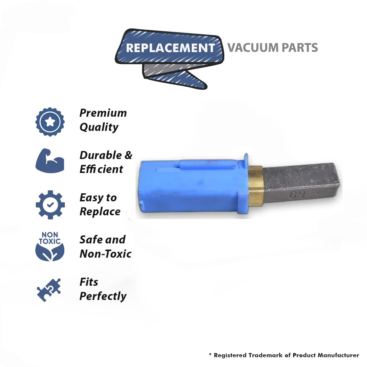 Topvacuumparts Replacement Part For Ametek Vacuum Carbon Brush with Blue Winged Holder Fits 116-765-07 3 Stage Motor, 116765, 117197, 117446