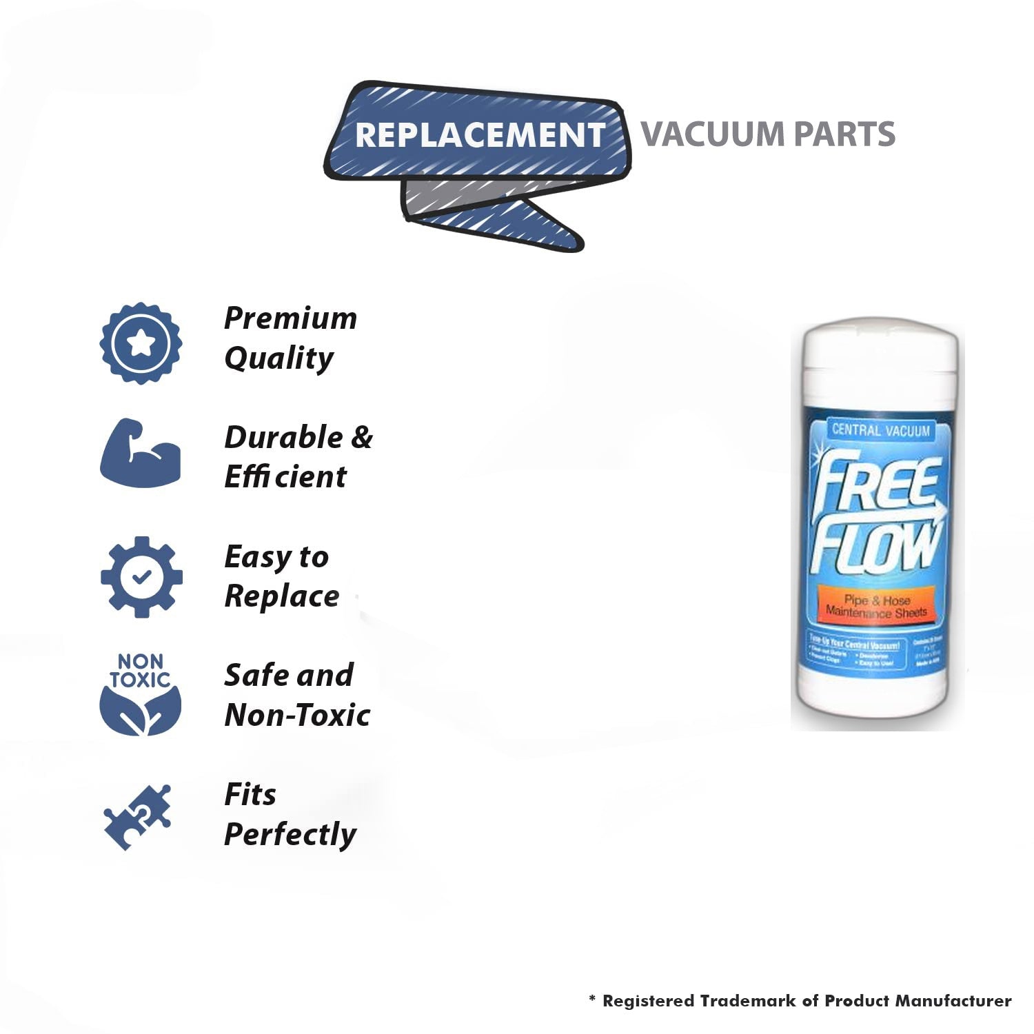 Topvacuumparts Replacement Part For Fit All Free Flow Pipe & Hoses Maintenance Cloths, Fits Central Vacuum Models 25Pk # compare to part 06-0309-02