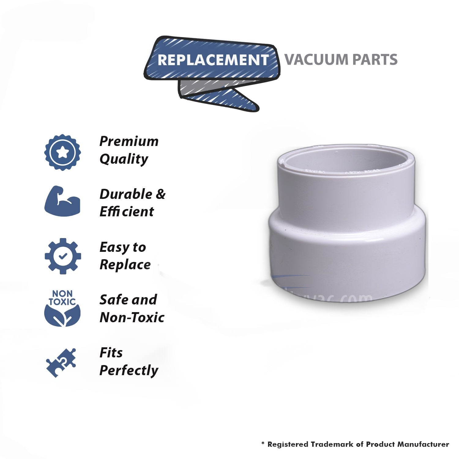 Topvacuumparts Replacement Part For Canplas-Hayden - Reducer Coupling 2''to 1 5/8(1.630) Valve to Tube # compare to part 765530W