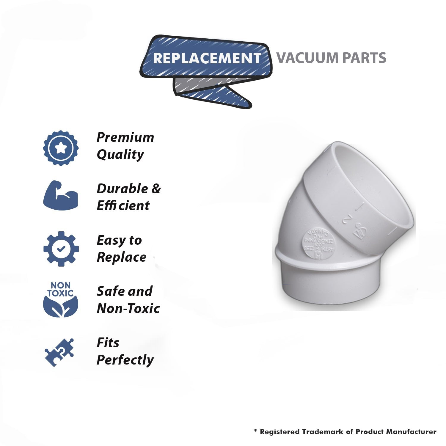 Topvacuumparts Replacement Part For Canplas-Hayden Elbow 45° Spigot VACULINE # compare to part 765518W