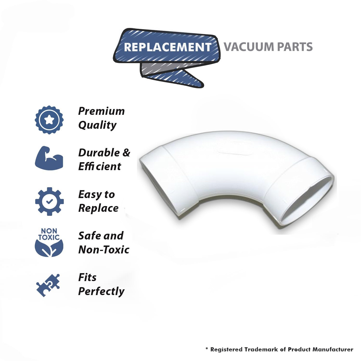 Topvacuumparts Replacement Part For Canplas - Hayden White 90 Degree Sweep Elbow Used in Central Vacuum installations # compare to part 765510W