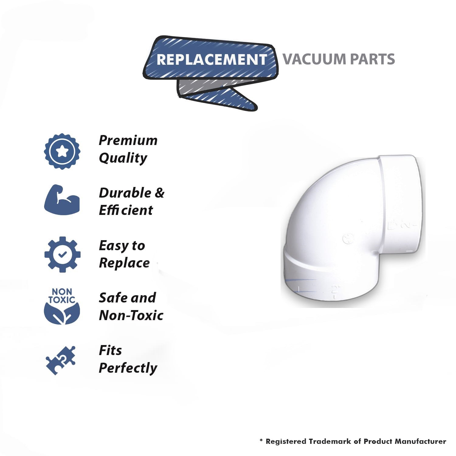Topvacuumparts Replacement Part For Electrolux, Vacuum Cleaner Coupling, White Short 90 Degree Elbow # compare to part SV8052