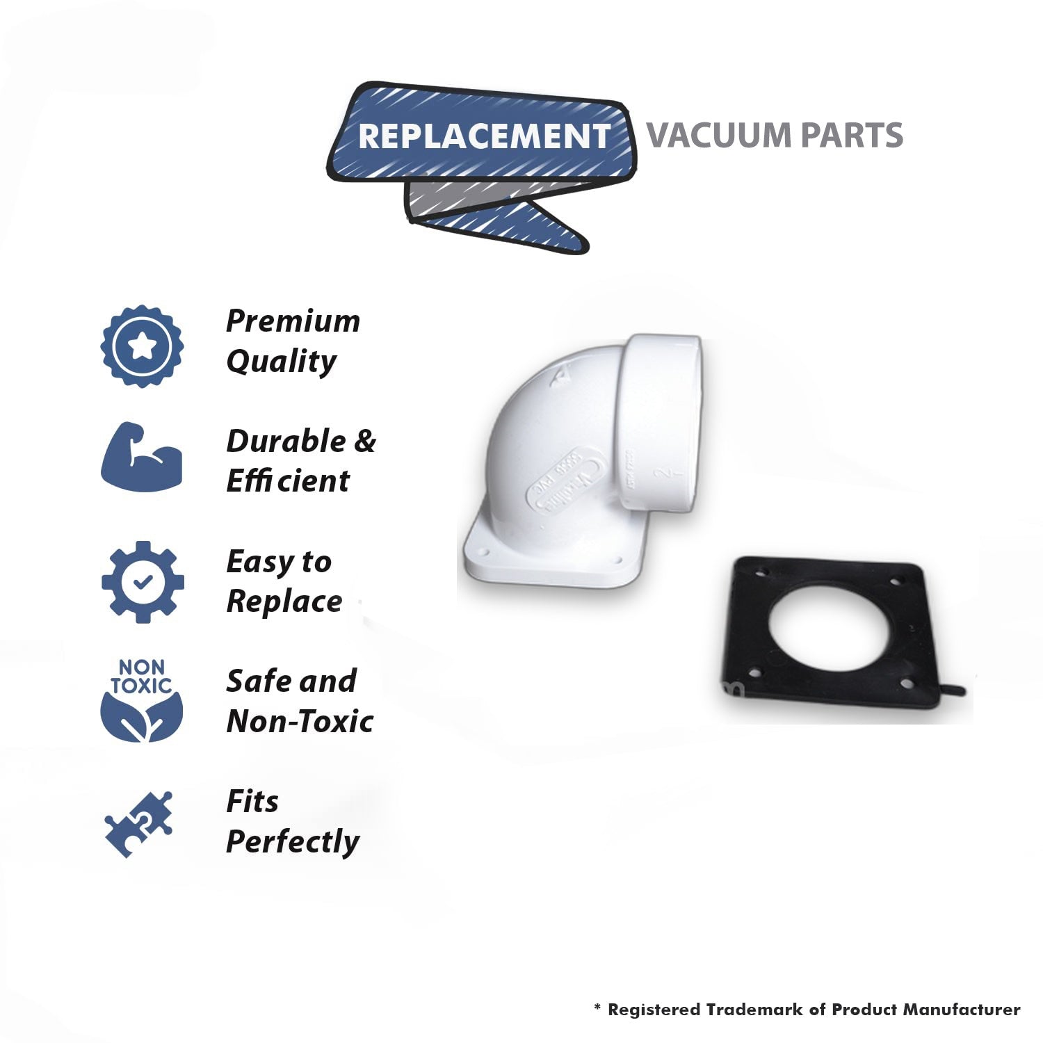 Topvacuumparts Replacement Part For Canplas-Hayden - Central Vacuum Cleaner 90° Short Flange # compare to part 765556W