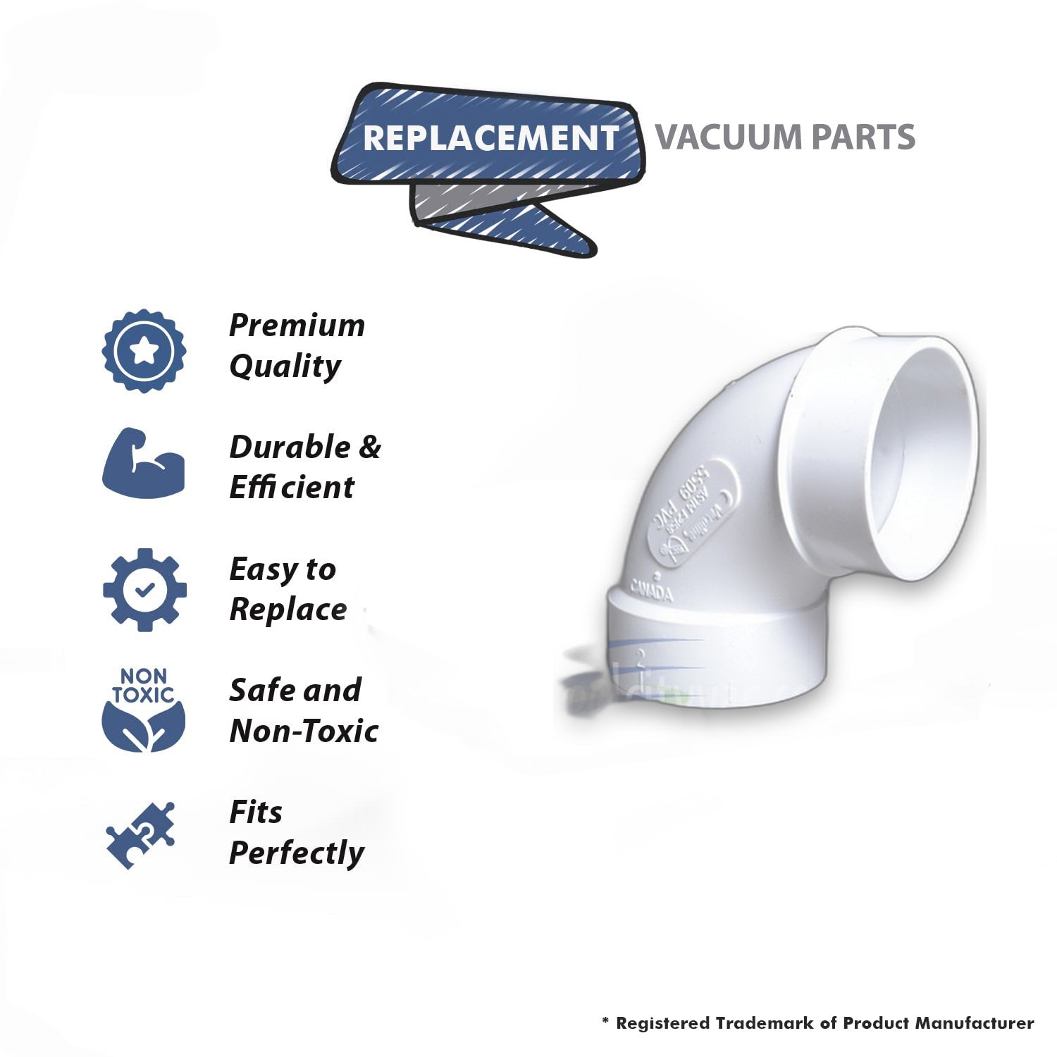 Topvacuumparts Replacement Part For Built-In Canplas & Hayden systems Medium 90° Spigot ELL # Compare to part 765509W