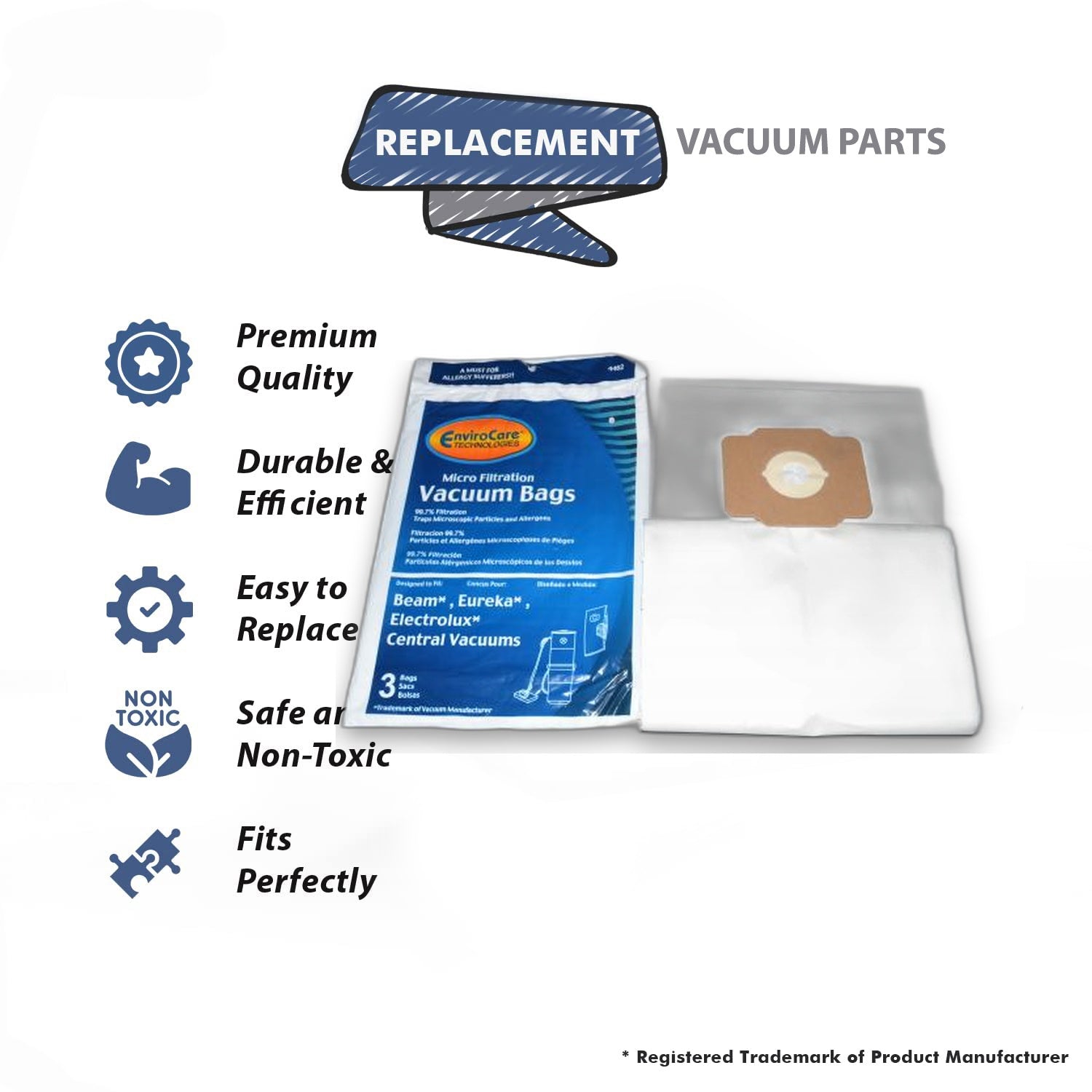 Topvacuumparts Replacement Part for Beam Micro Filtration Vacuum Bags 12# compare to part 54585