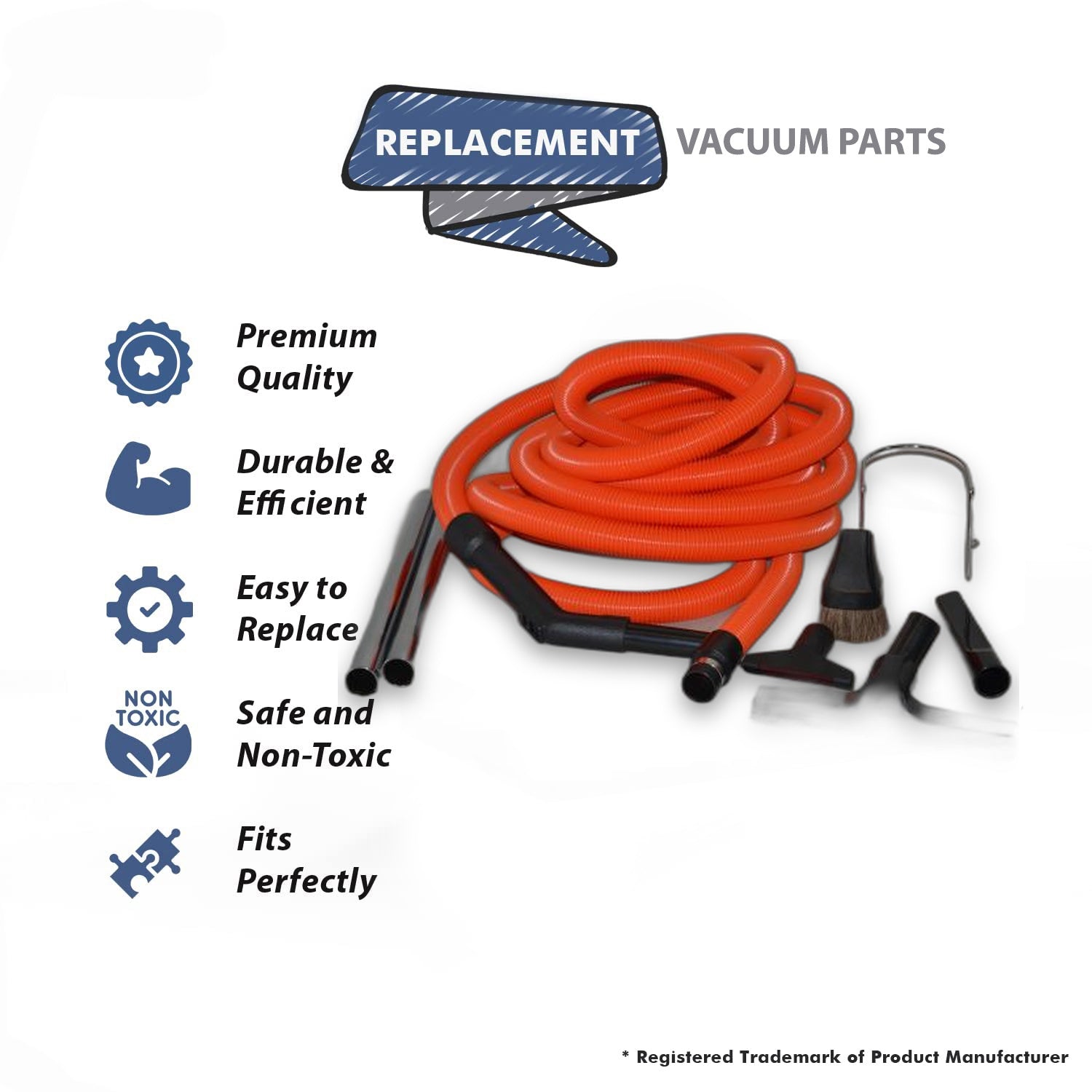 Topvacuumparts Replacement For Fit All T3 Vacuum Cleaner 30' Orange Hose With Deluxe Tools Garage Kit #Compare TO Part 06-4963-68