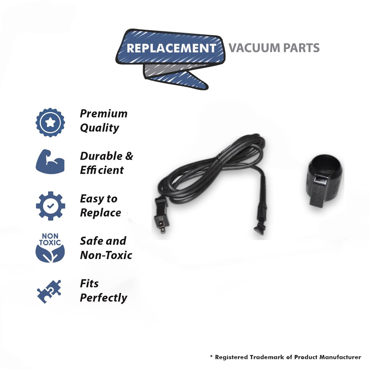 Topvacuumparts Replacement Part For Plastiflex Vacuum Cleaner 6ft Black Pigtail Repair Kit # compare to part SH400-R01