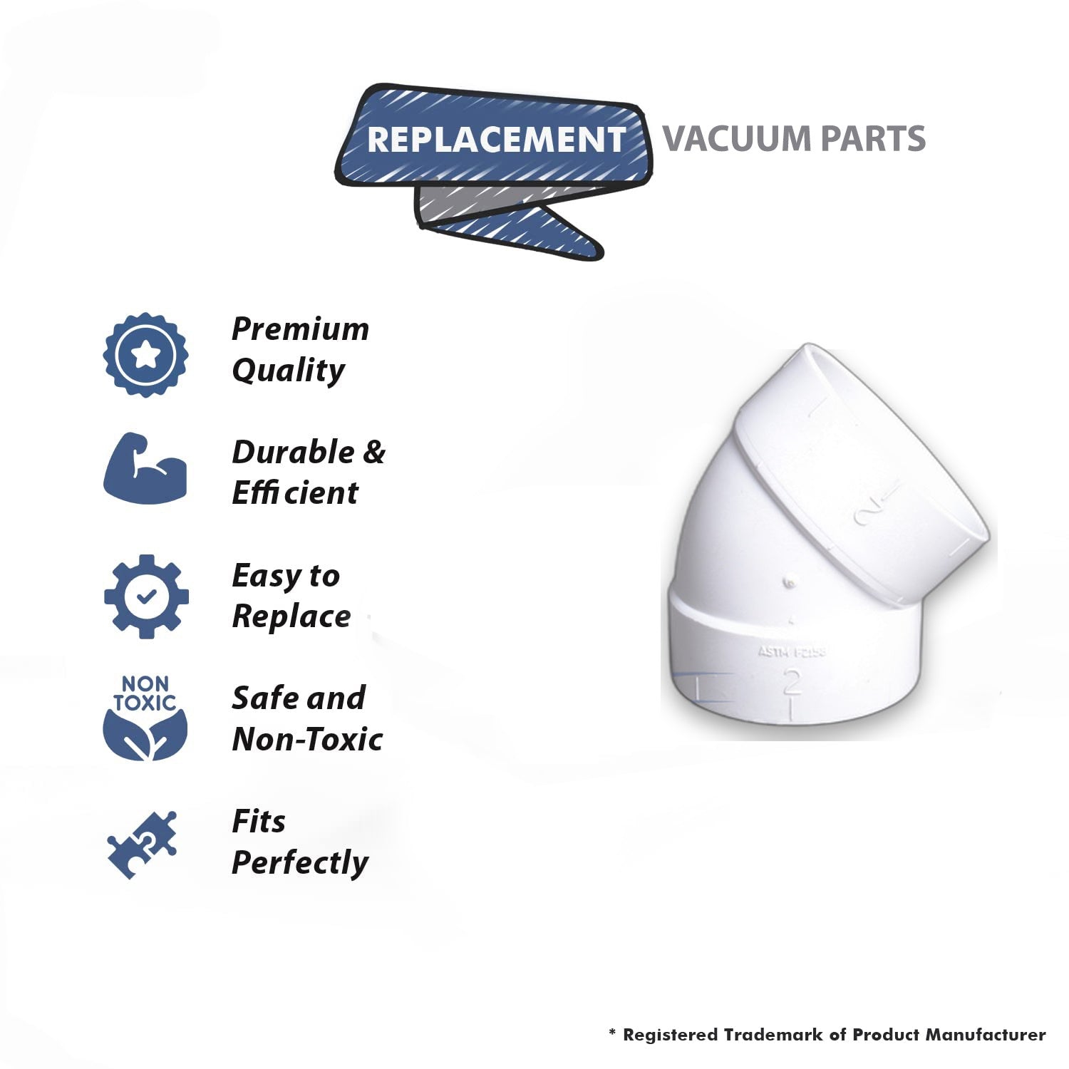Topvacuumparts Replacement Part For Canplas - Hayden - Elbow 45° VACULINE # compare to part 765517W