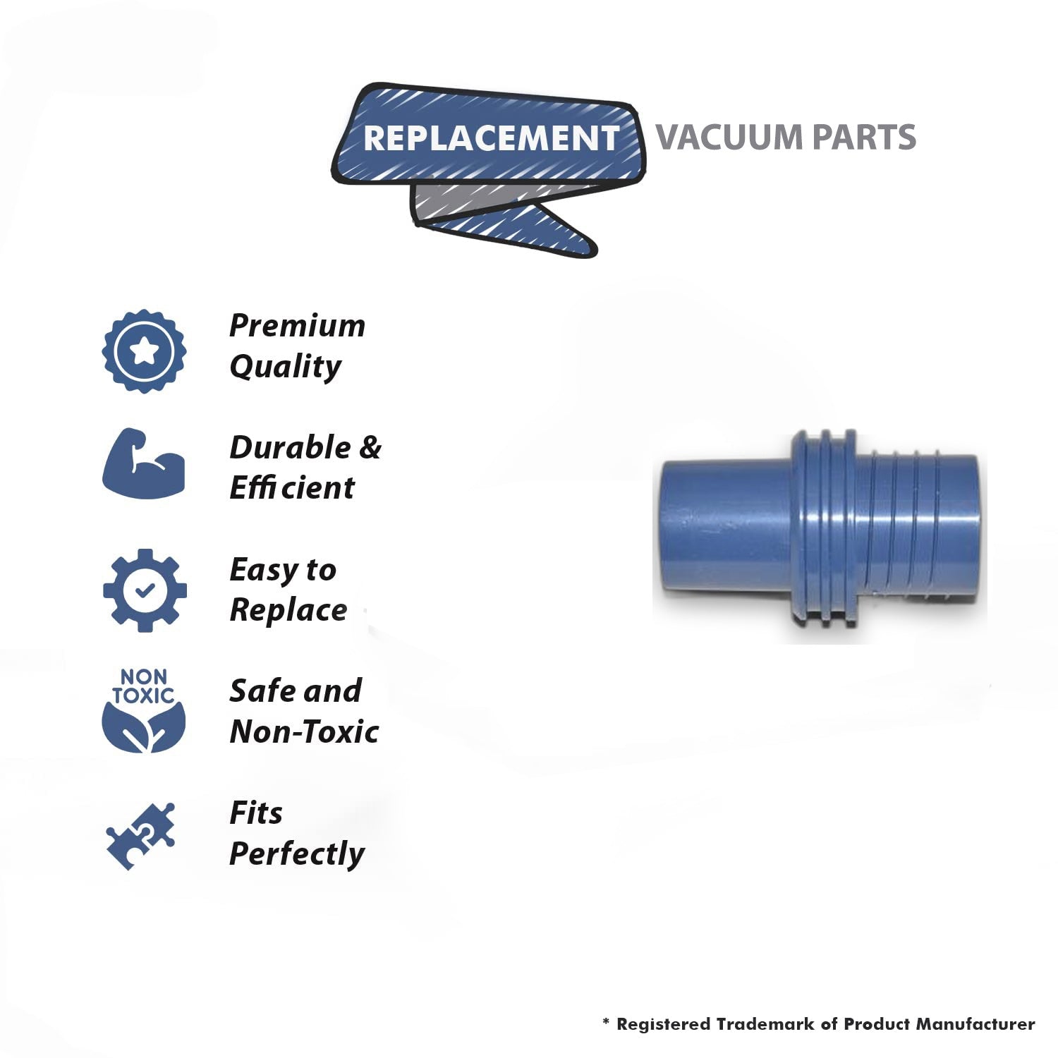 Topvacuumparts Replacement Part For Hide A Hose Vacuum Cleaner Hose Rapid Flex 1 3/8,Blue Hose Cuff # compare to part HS5000H5