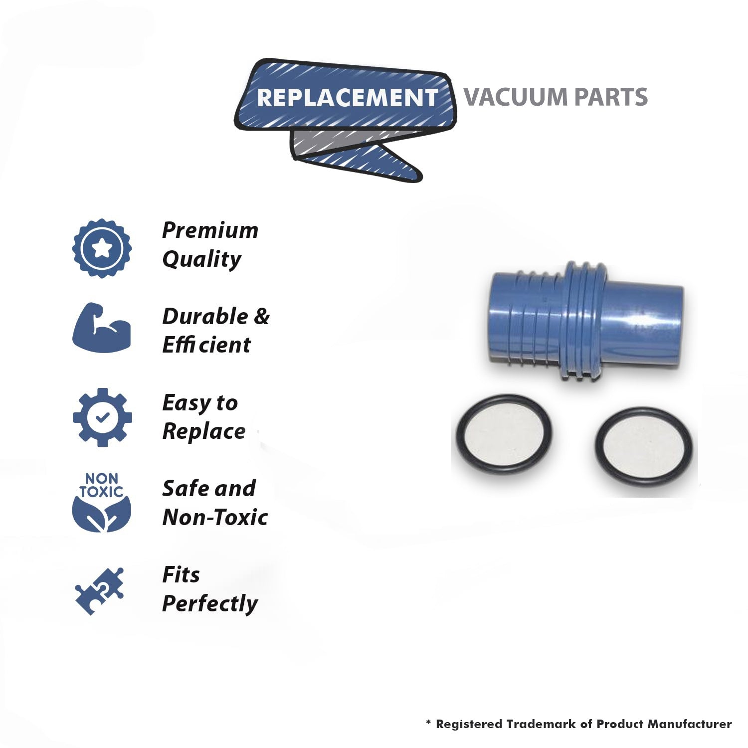 Topvacuumparts Replacement Part For Hide-A-Hose Vacuum Cleaner Hose Rapid Flex 1 3/8,Blue Mini Cuff # compare to part HS500123