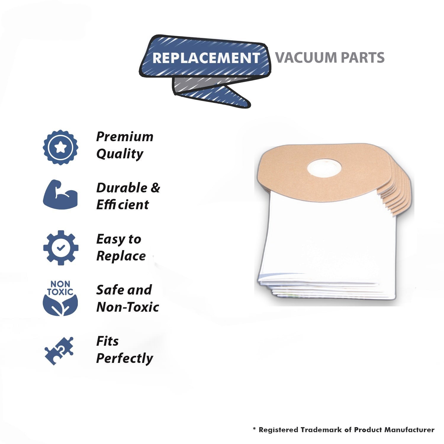 Topvacuumparts Replacement Part For Carpet Pro Back Pack Vacuum Model SC-BP1 Cleaner Bags 10Pk # C352-2500