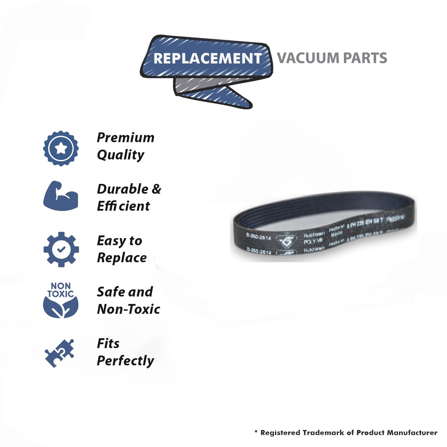 Topvacuumparts Replacement Part for Cen-Tec Vacuum Cleaner Grooved Belts 2 Fits CPB100 Model # Compare to Part B350-2514