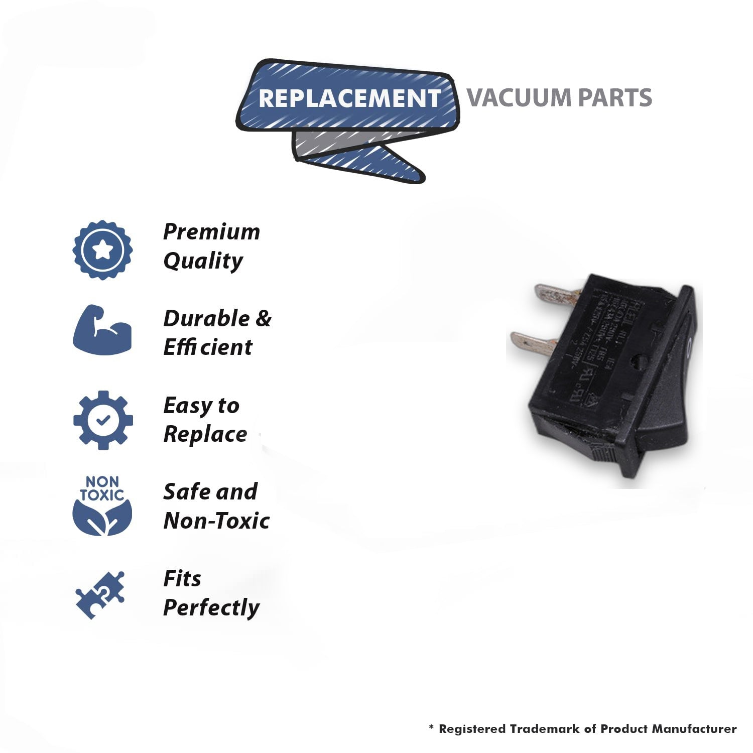 Topvacuumparts Replacement Part For Carpet Pro CPU-1 Commercial Vacuum Cleaner On/Off Switch # compare to part 25.104