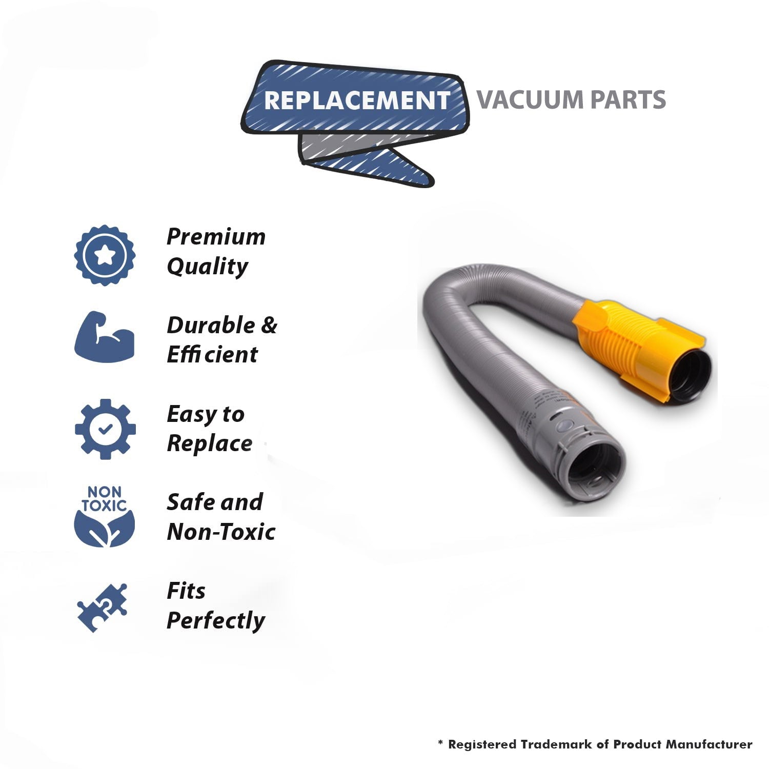 Topvacuumparts Replacement Attachment Hose Yellow for Dyson Vacuum Cleaner DC07 Bagless Upright # compare to part 904125-14, 904125-51