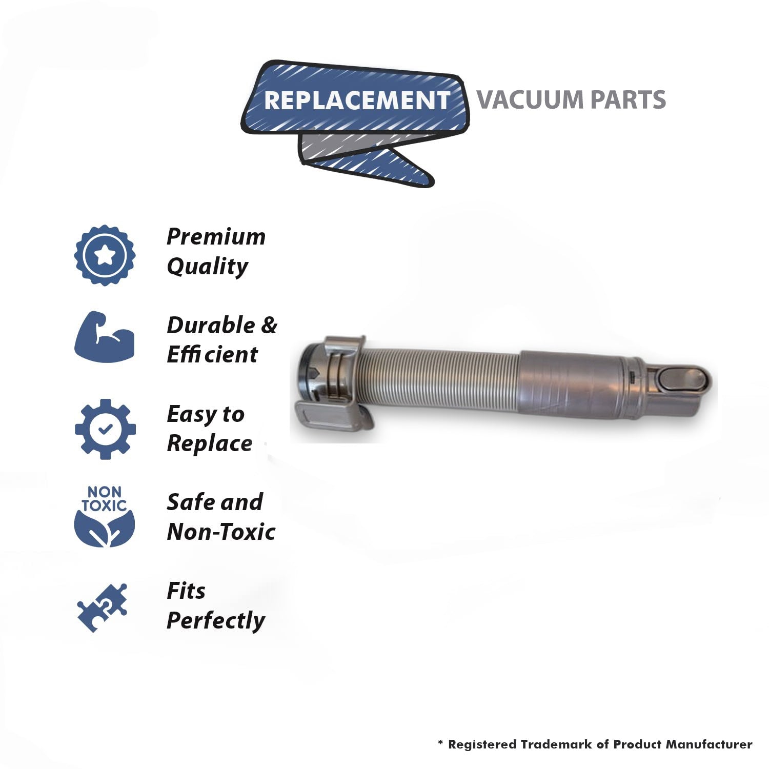 Topvacuumparts Replacement for Dyson DC24 Vacuum Cleaner Gray Hose assembly # Compare to part 10-1108-28